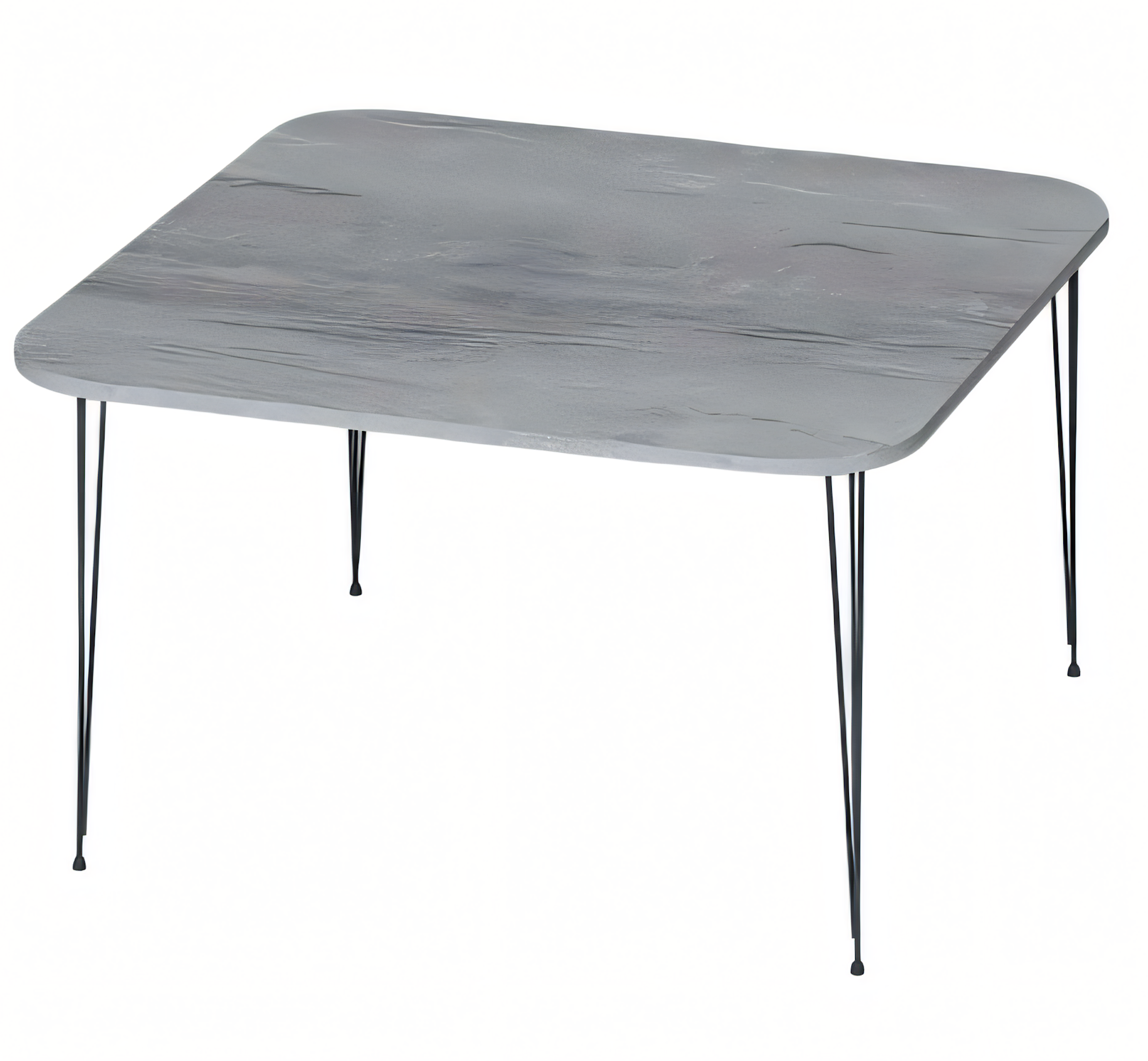 Moderner grauer Couchtisch aus Holz und Edelstahl