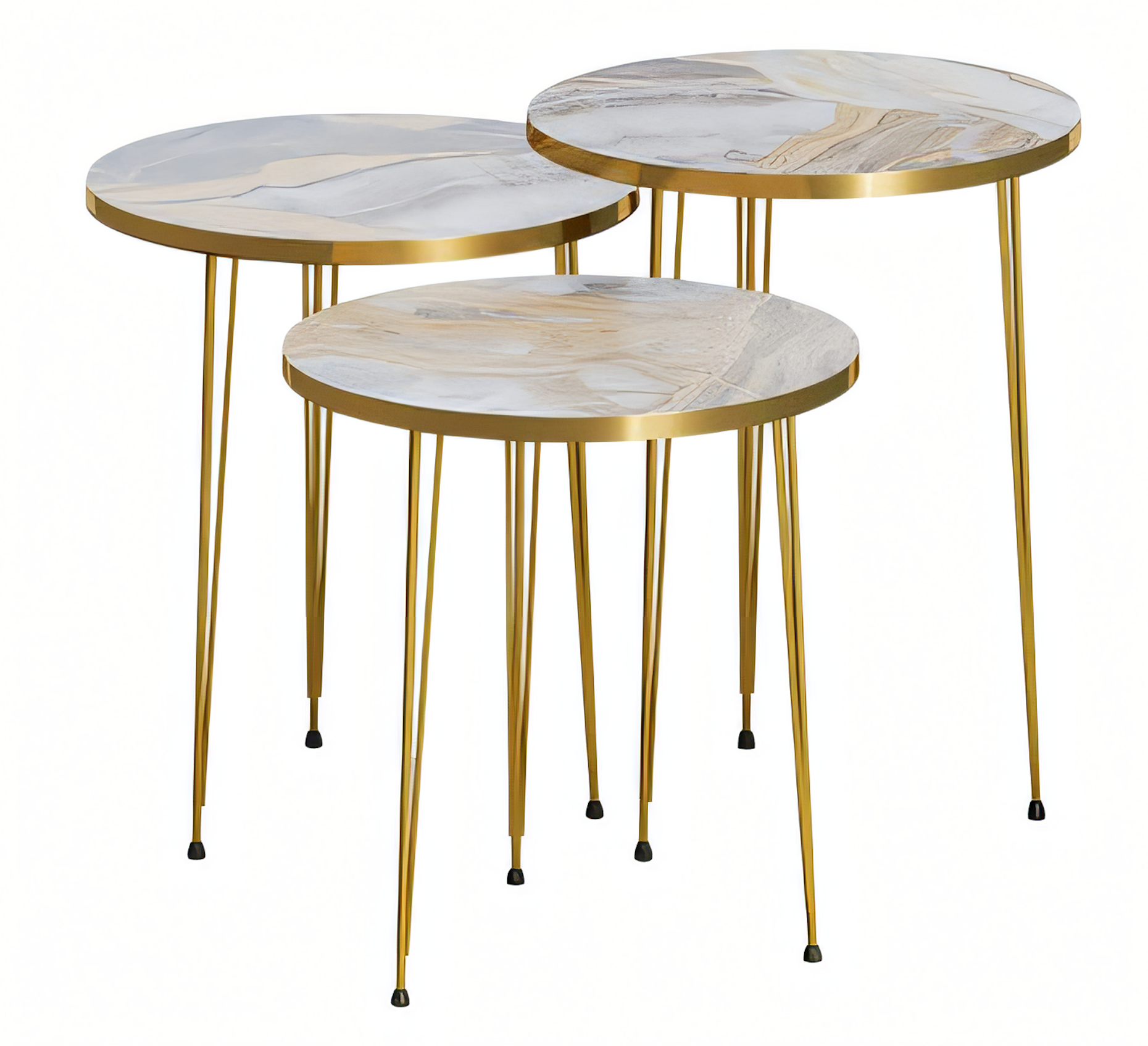 Moderner grauer Couchtisch aus Holz und Edelstahl