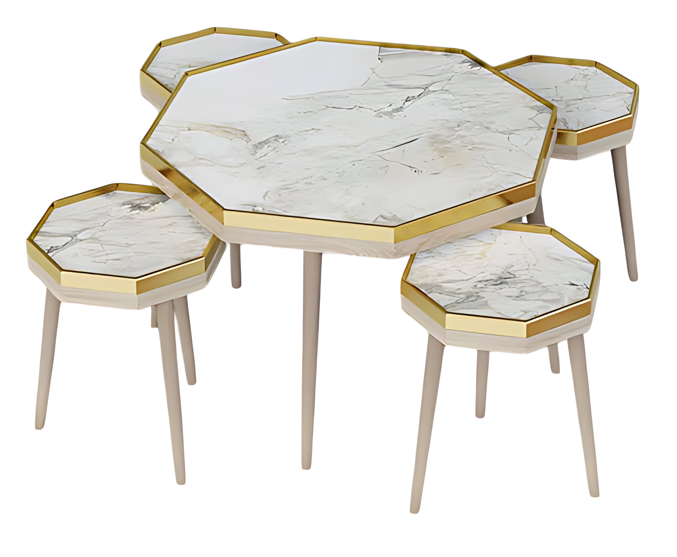 Wohnzimmer-Set Weiß Holz Edelstahl Modern Elegant