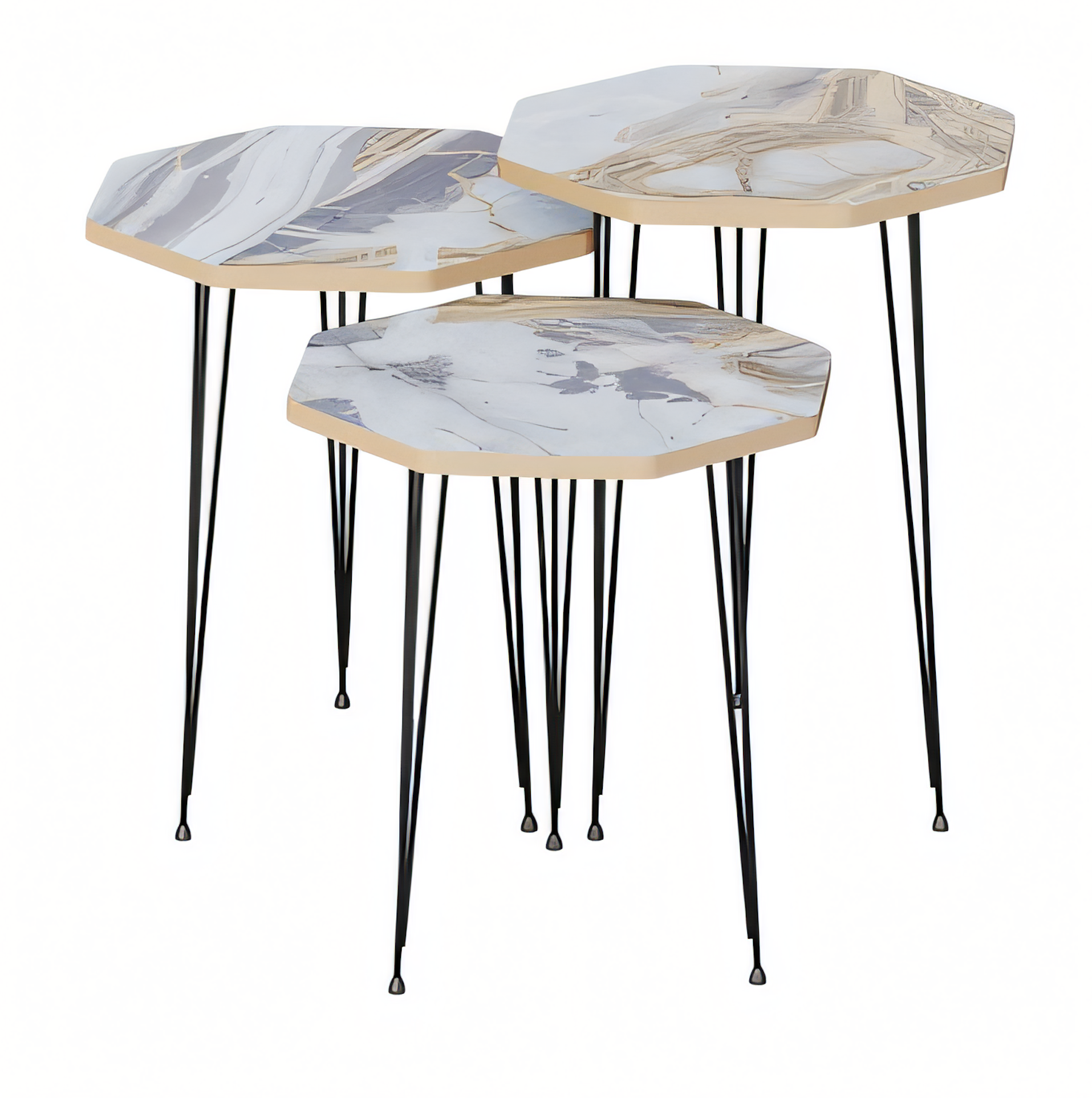 Moderner grauer Couchtisch aus Holz und Metall