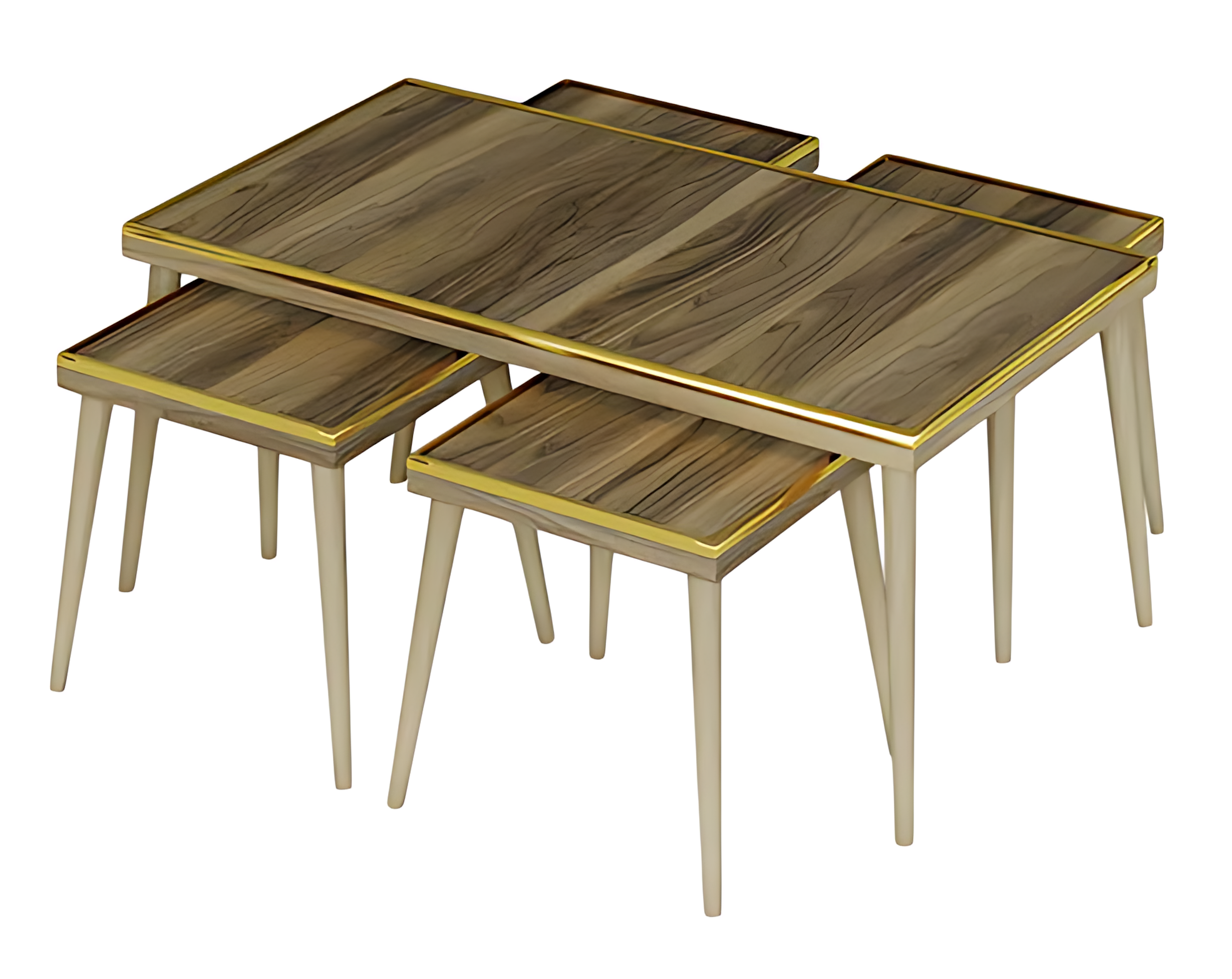 Wohnzimmer-Set Braun Holz Edelstahl Modern Elegant