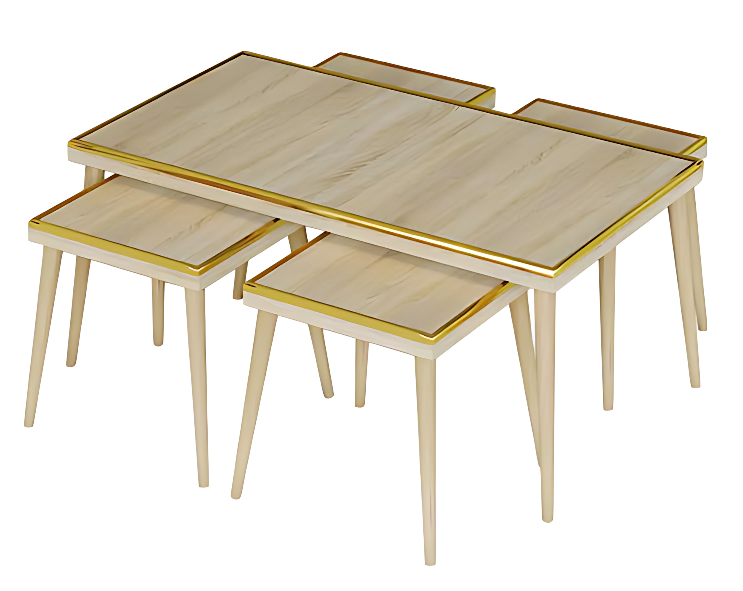 Wohnzimmer-Set Beige Holz Edelstahl modern elegant