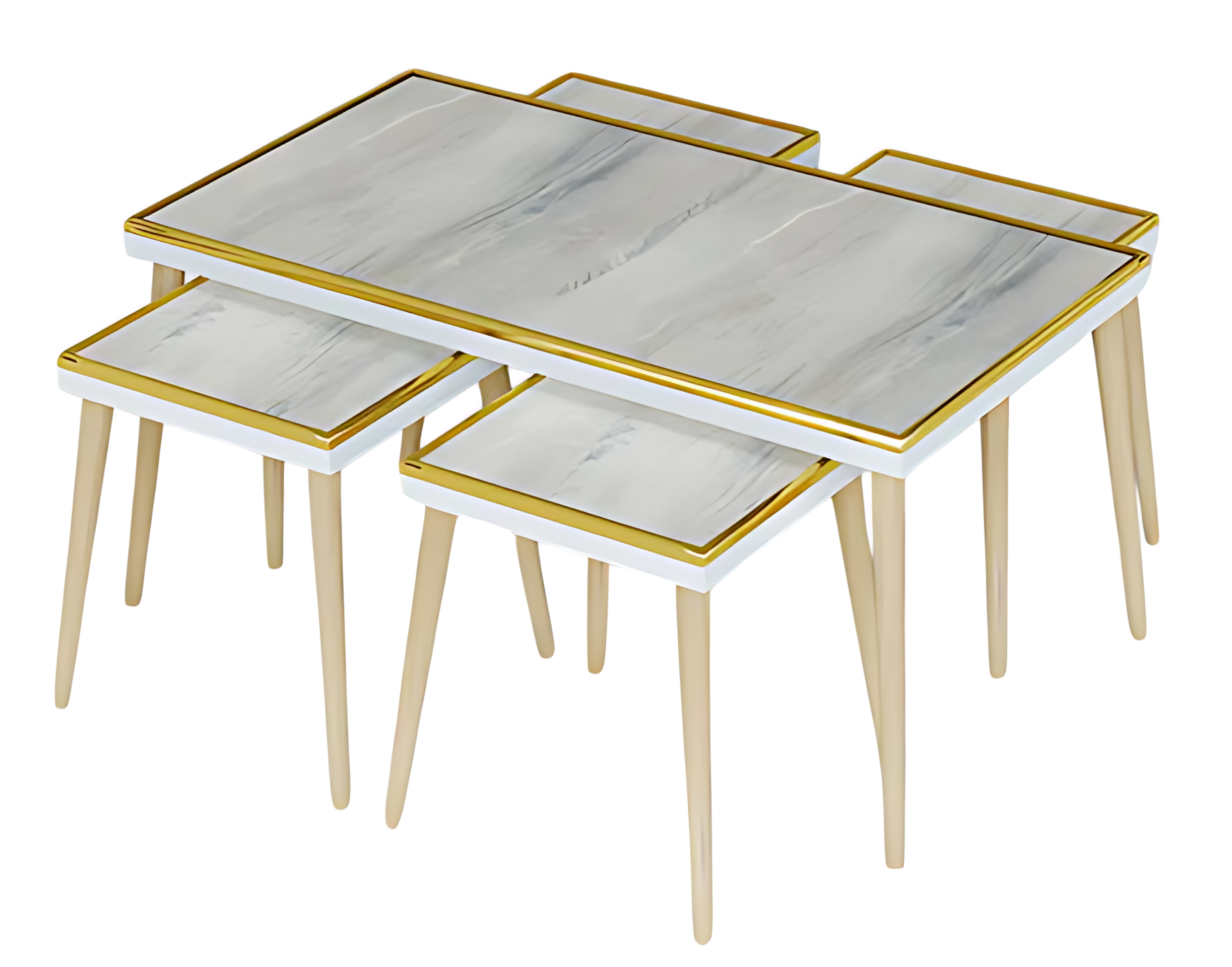 Wohnzimmer-Set Grau aus Holz und Edelstahl modern und stilvoll