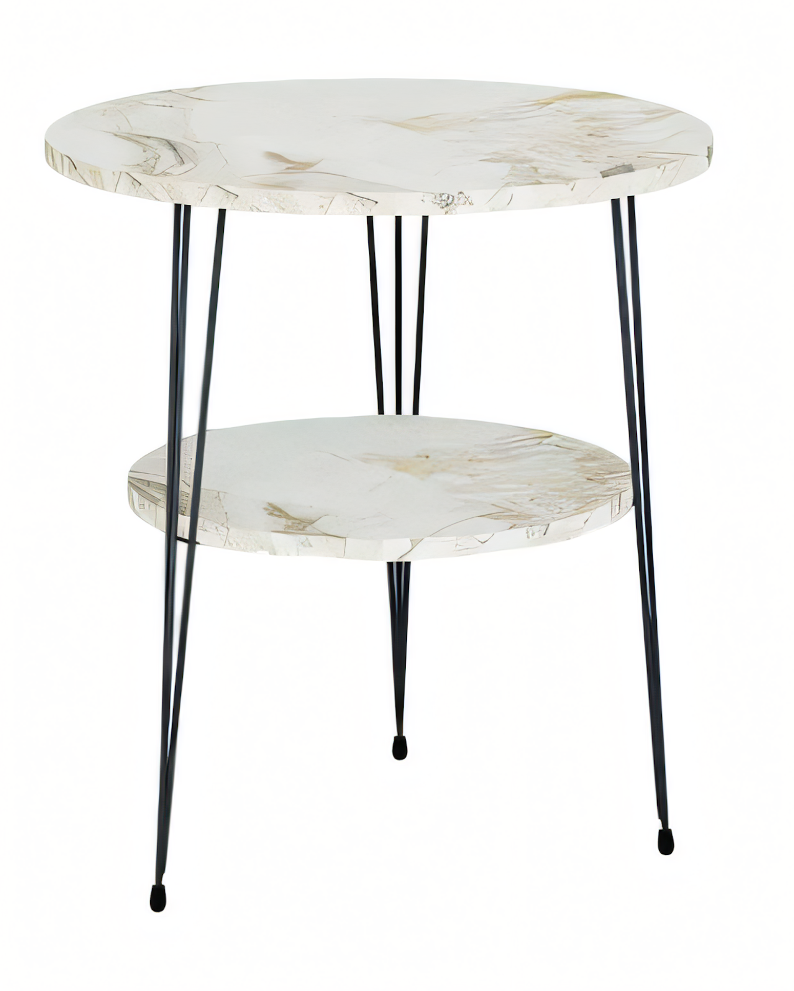 Beistelltisch aus Metall in Beige modern eleganter Wohnstil