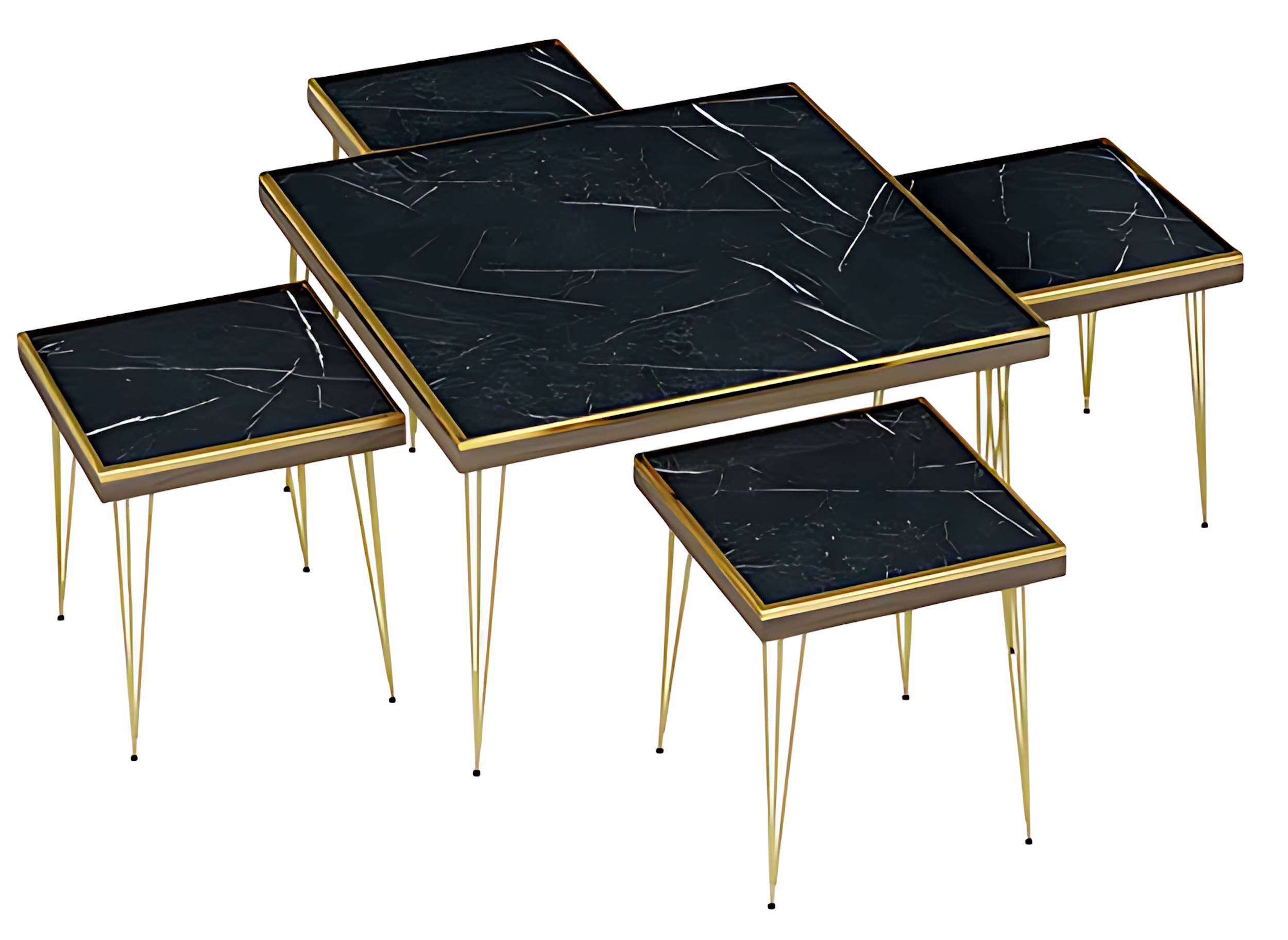 Elegantes Wohnzimmer-Set Schwarz MDF Edelstahl modern