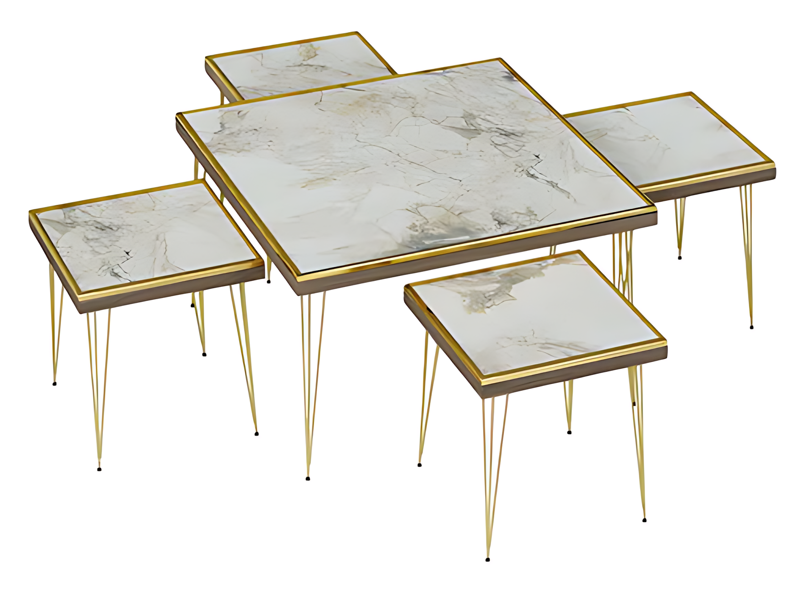 Modern Wohnzimmer-Set in Beige aus MDF und Edelstahl