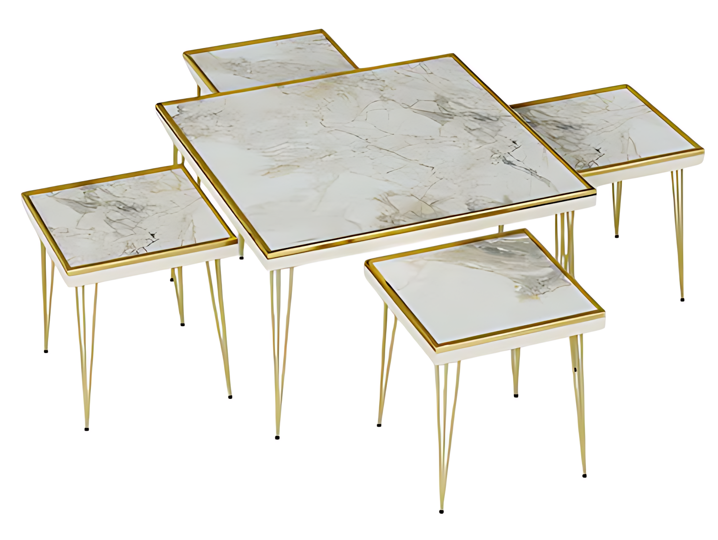 Wohnzimmer-Set in Beige aus MDF und Edelstahl modern und elegant