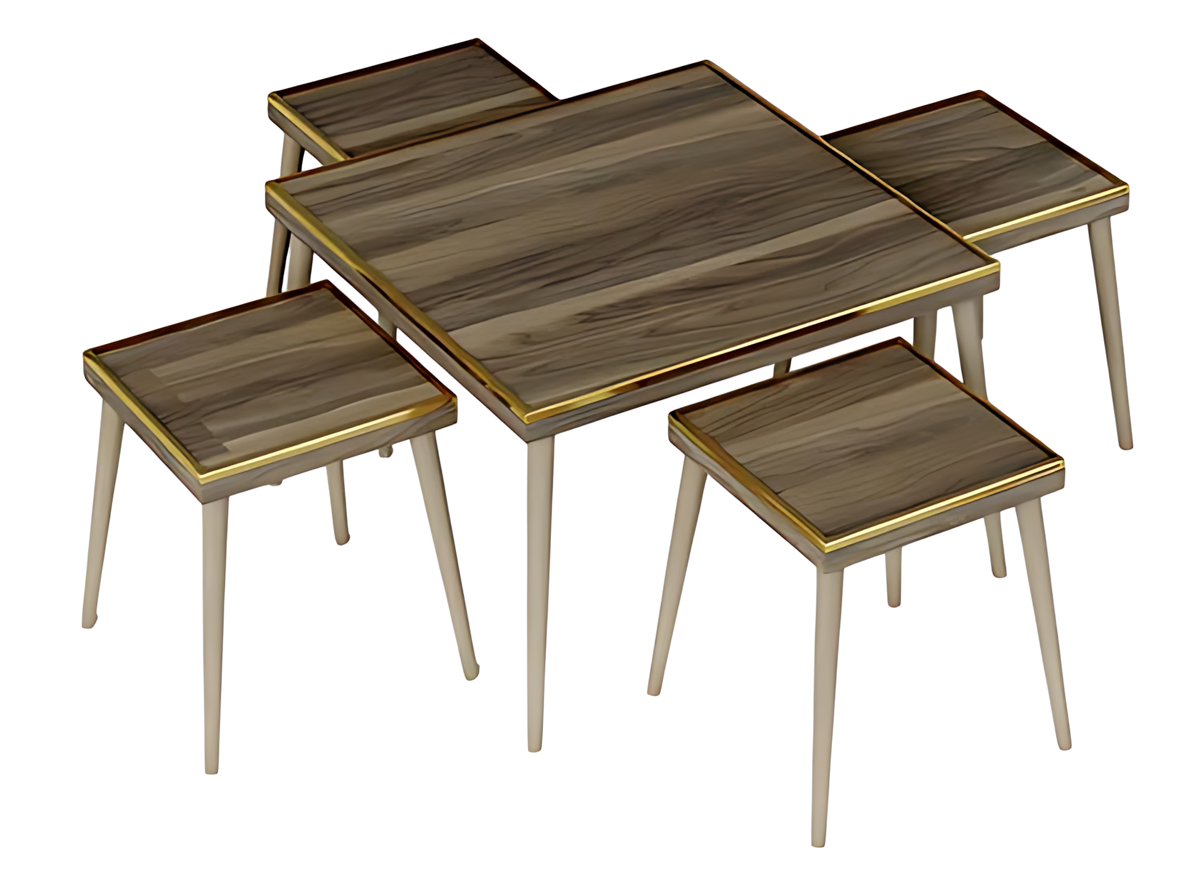 Wohnzimmer-Set Braun Holz Edelstahl Modern Elegant