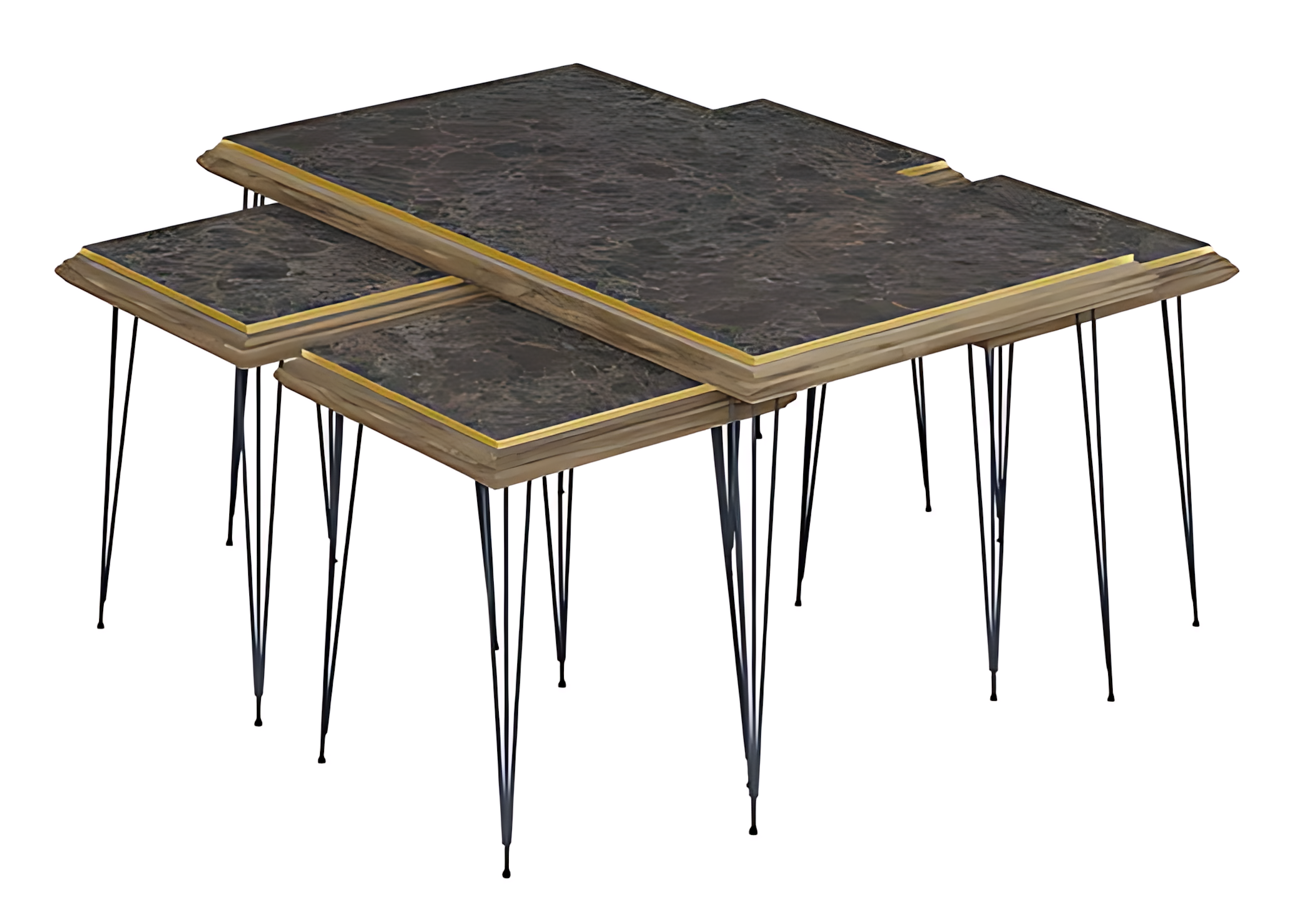 Schwarzer moderner Couchtisch mit Beistelltischen aus MDF