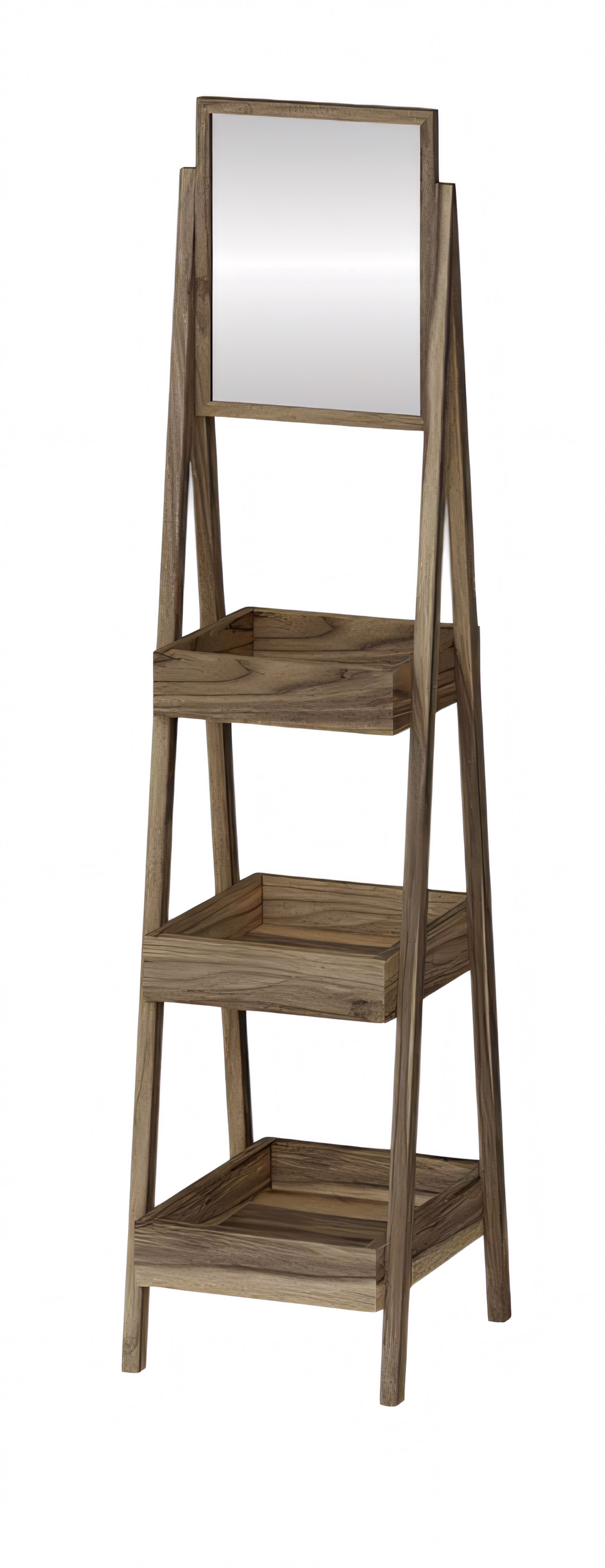 Elegantes braunes Holzregal mit Spiegel modern, stilvoll