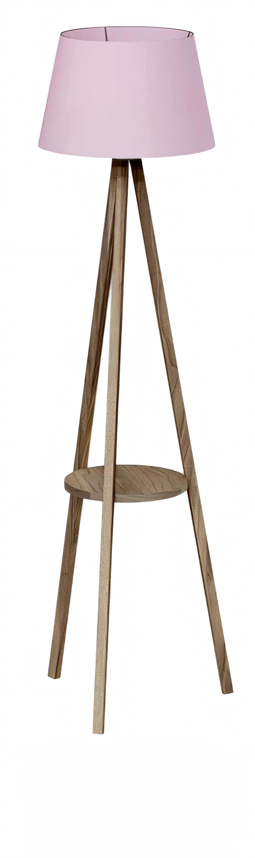 Rosa Holz Stehlampe mit Regal modernes Design stilvoll