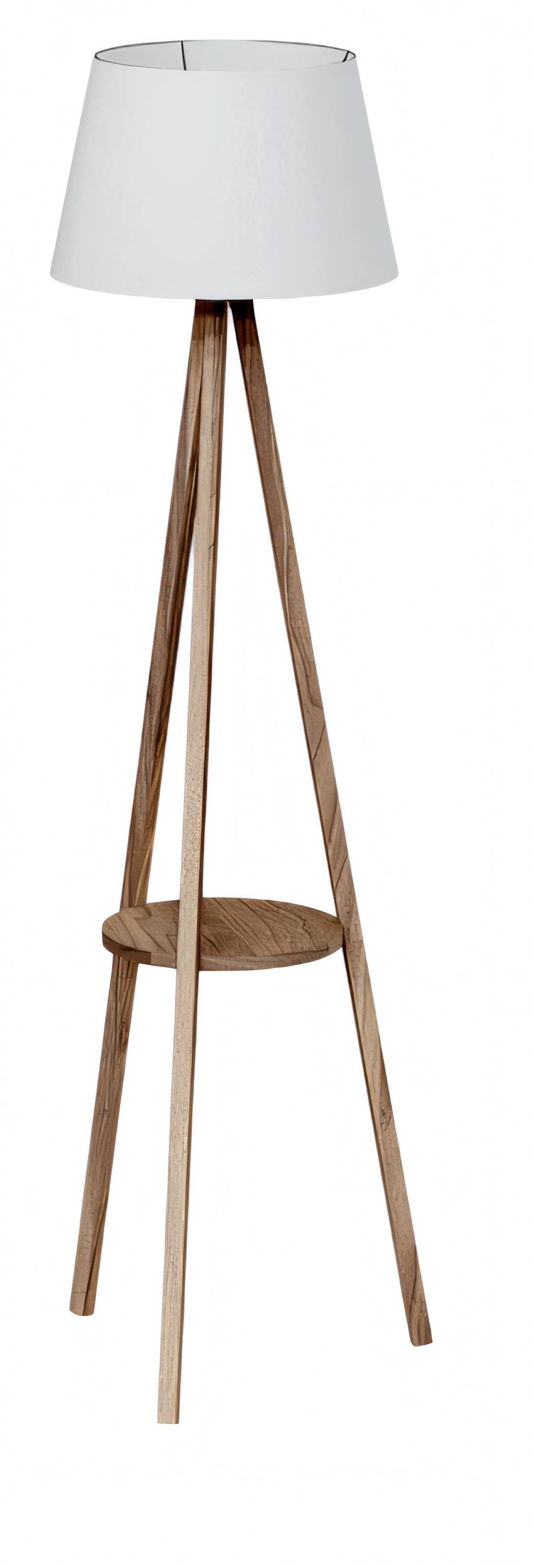 Weiße Holz Stehlampe mit Regal modern und stilvoll