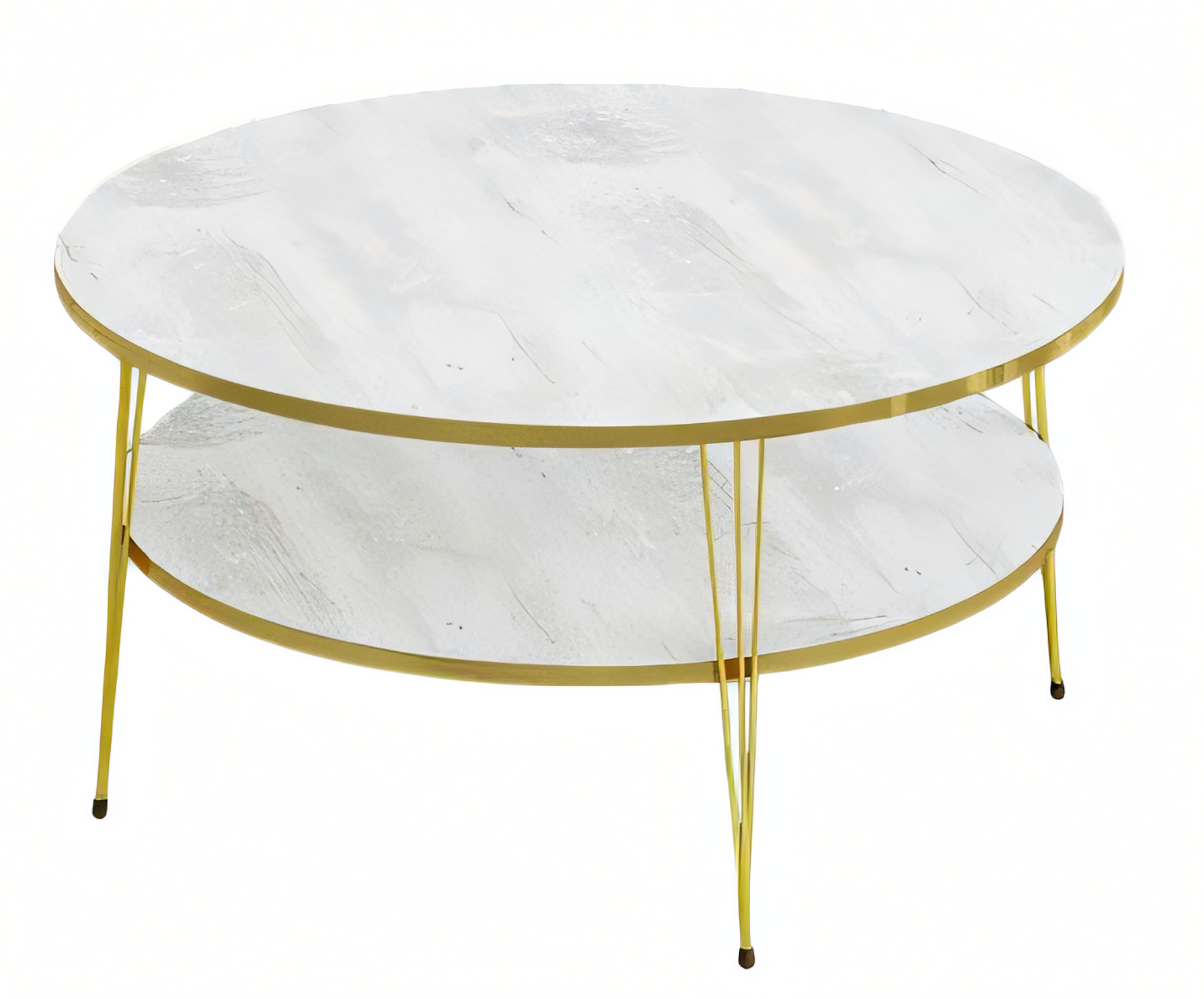 Moderner weißer Couchtisch aus Holz mit Edelstahlrahmen