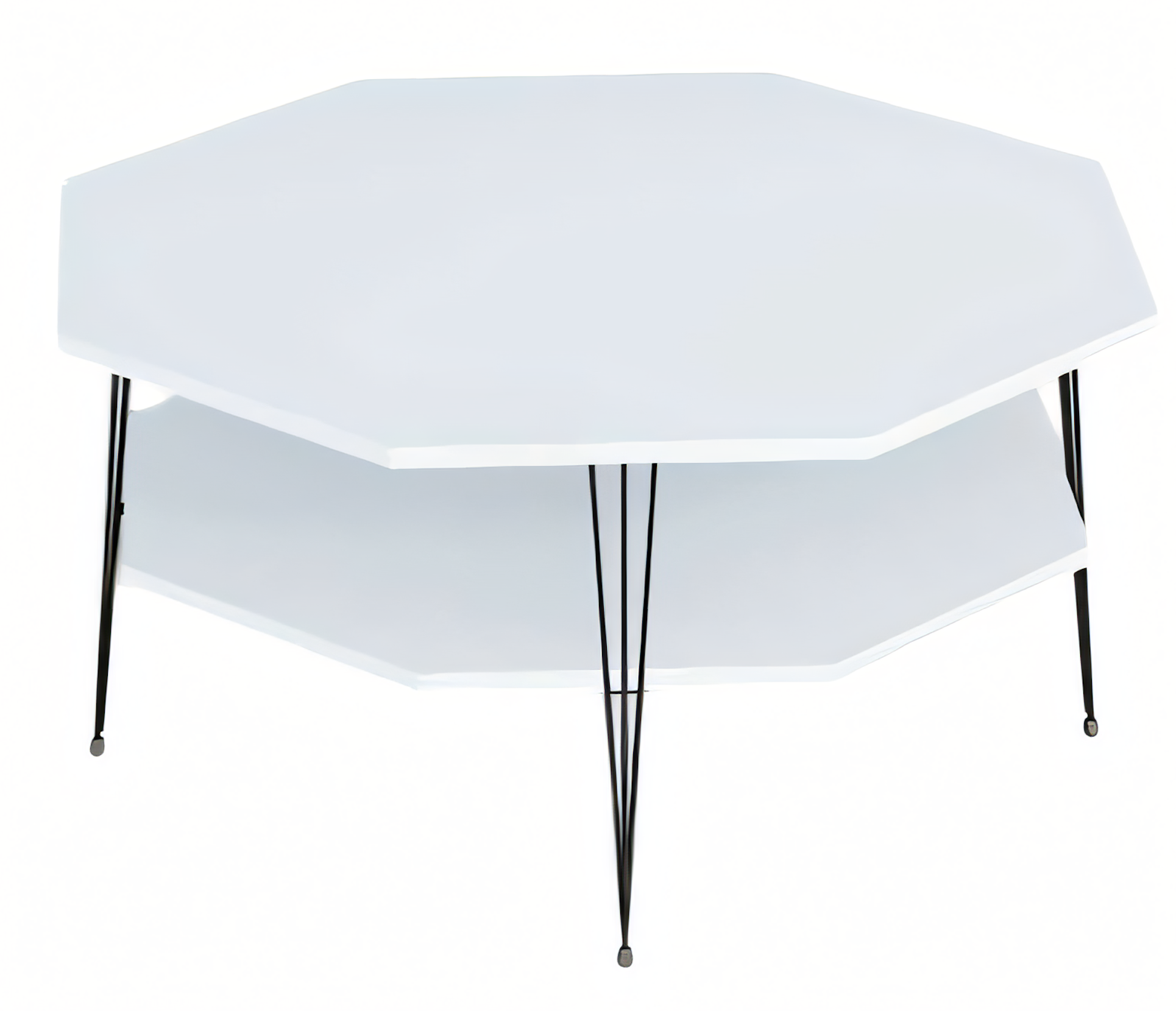 Moderner weißer Couchtisch aus Holz mit Edelstahlrahmen