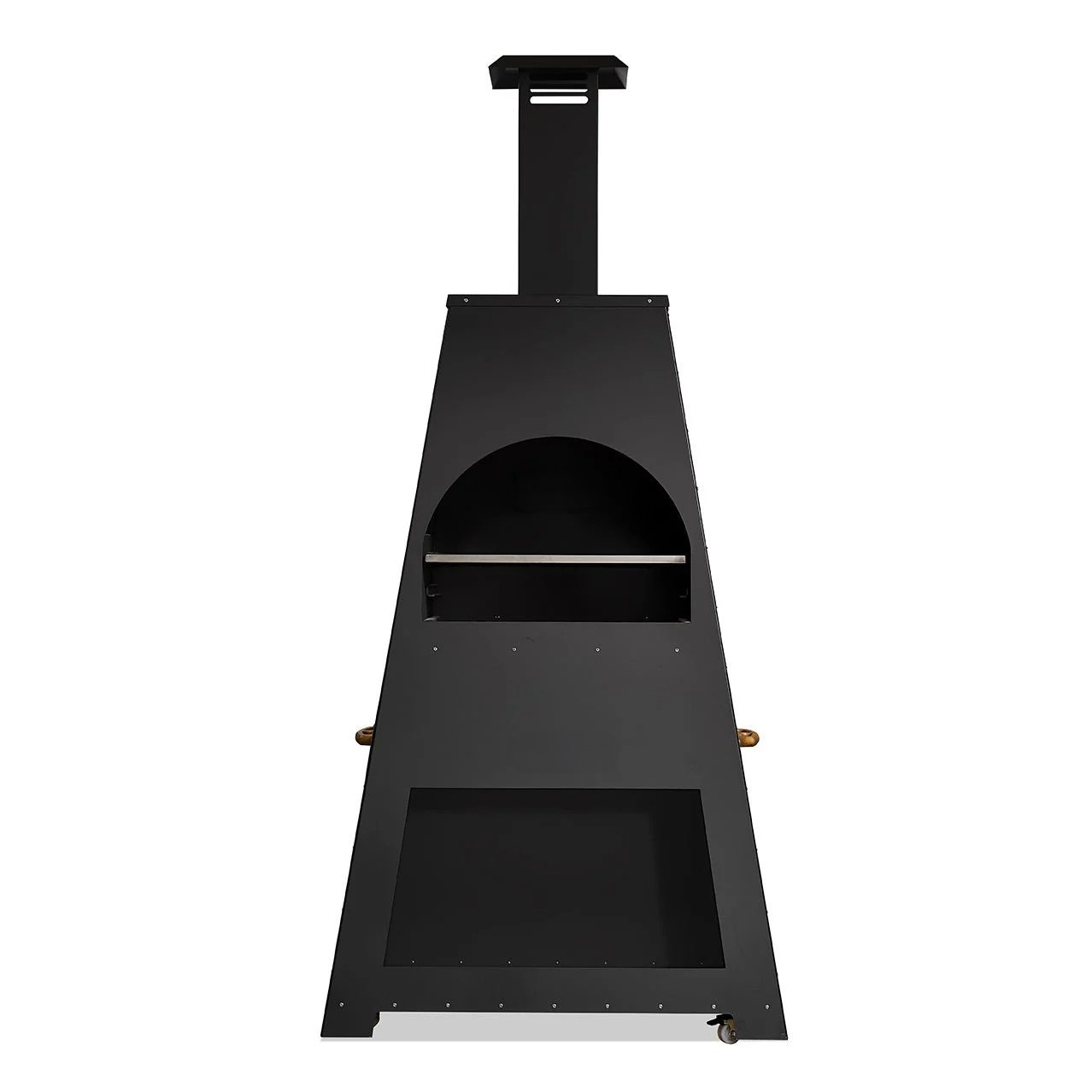 Schwarz Holz Grillkamin im eleganten Design für den Garten