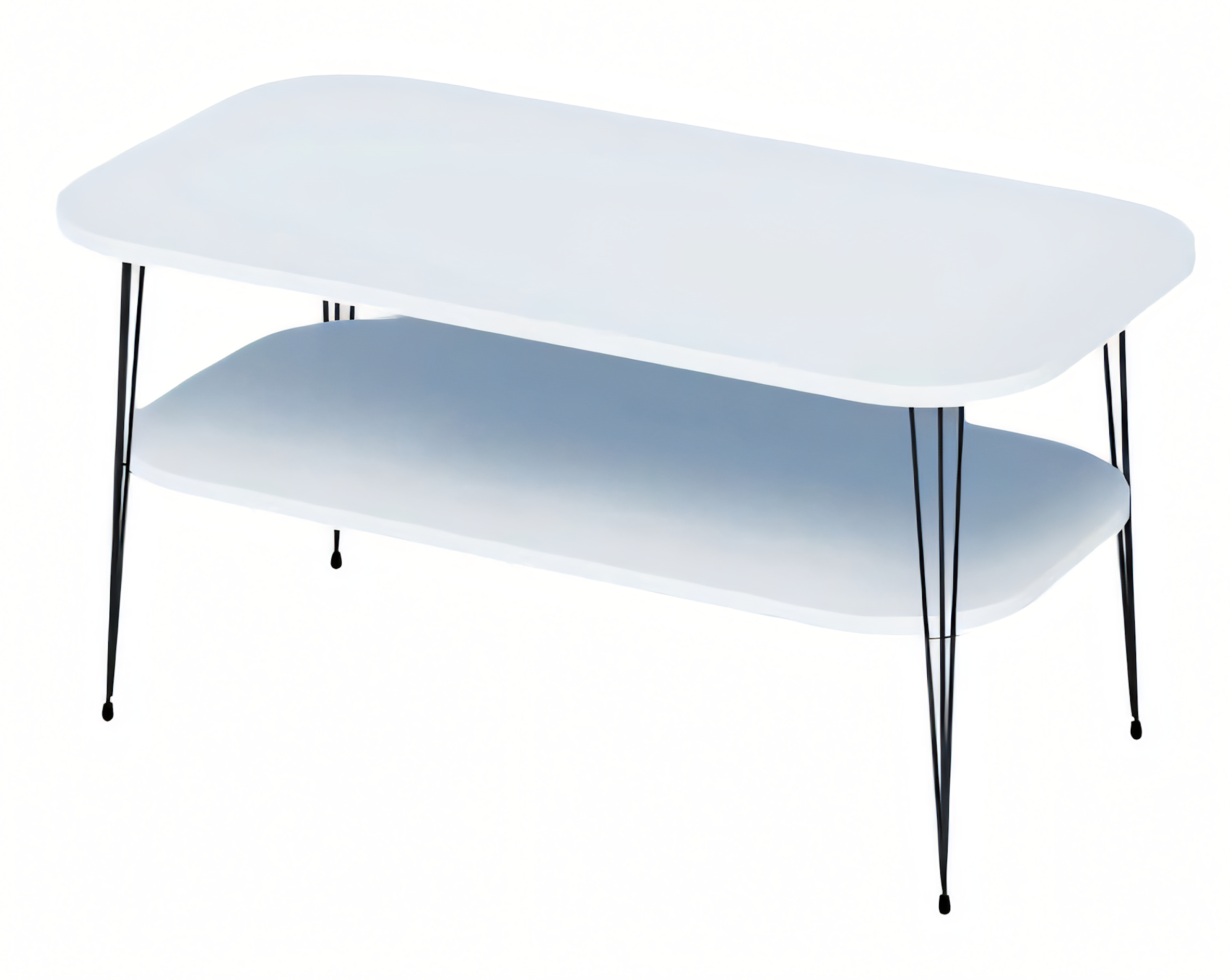Moderner weißer Couchtisch aus Holz mit Edelstahl-Design