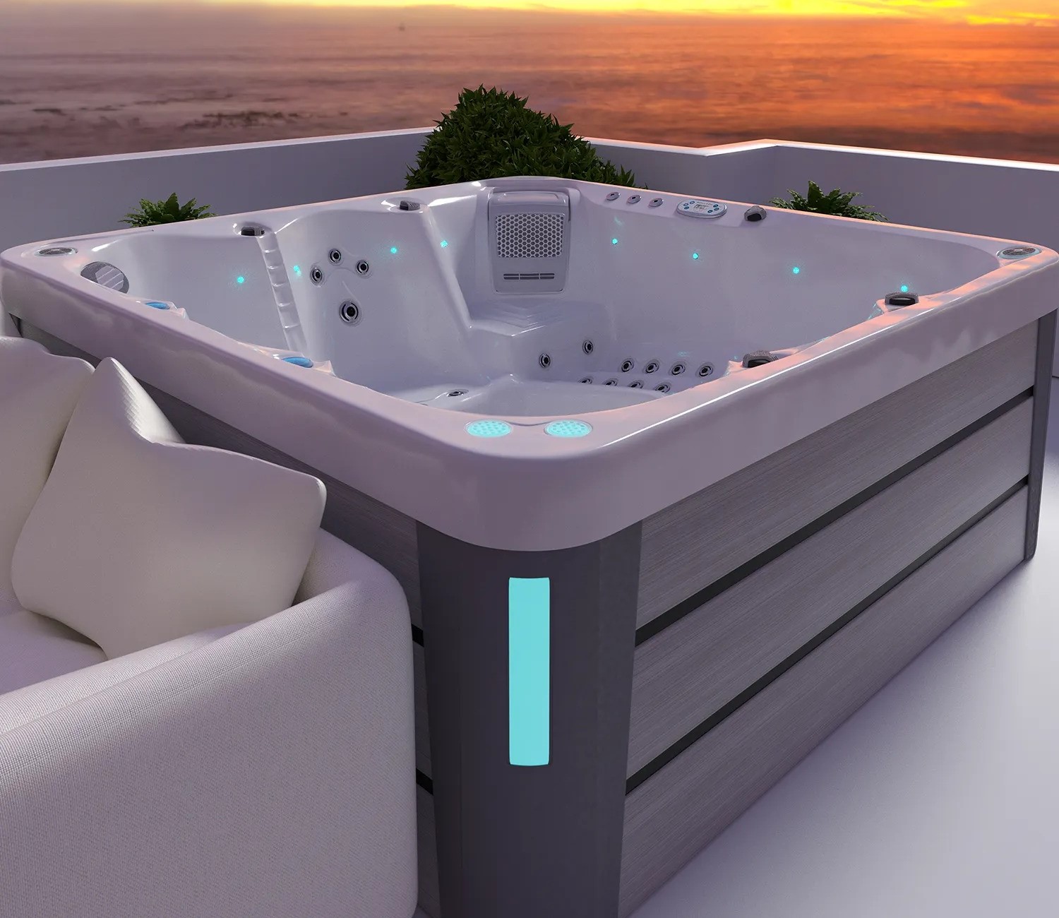 Whirlwanne Whirlpool Heißwasserbecken Hydromassagewanne Outdoor-Spa 210x210 cm