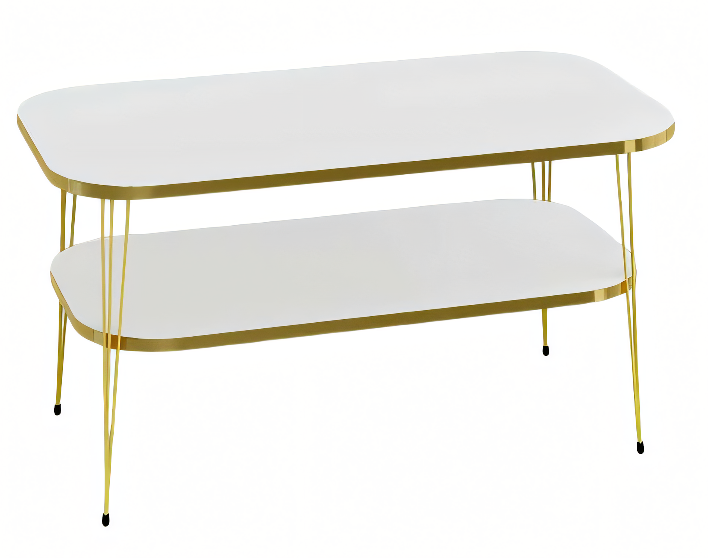 Moderner weißer Couchtisch aus Holz mit Edelstahlrahmen