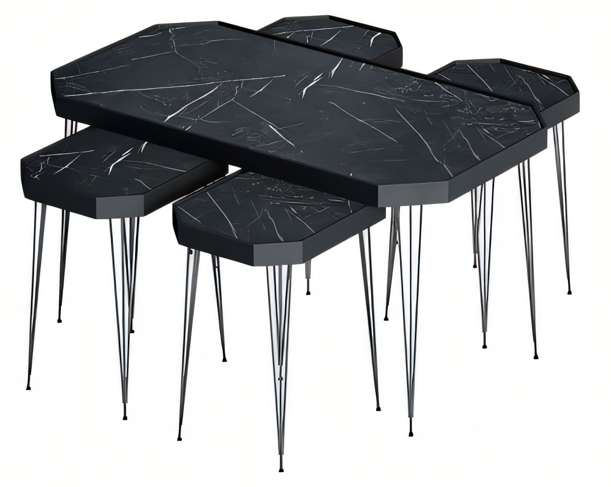 Schwarzer Holztisch-Set mit modernem Design und eleganter Optik