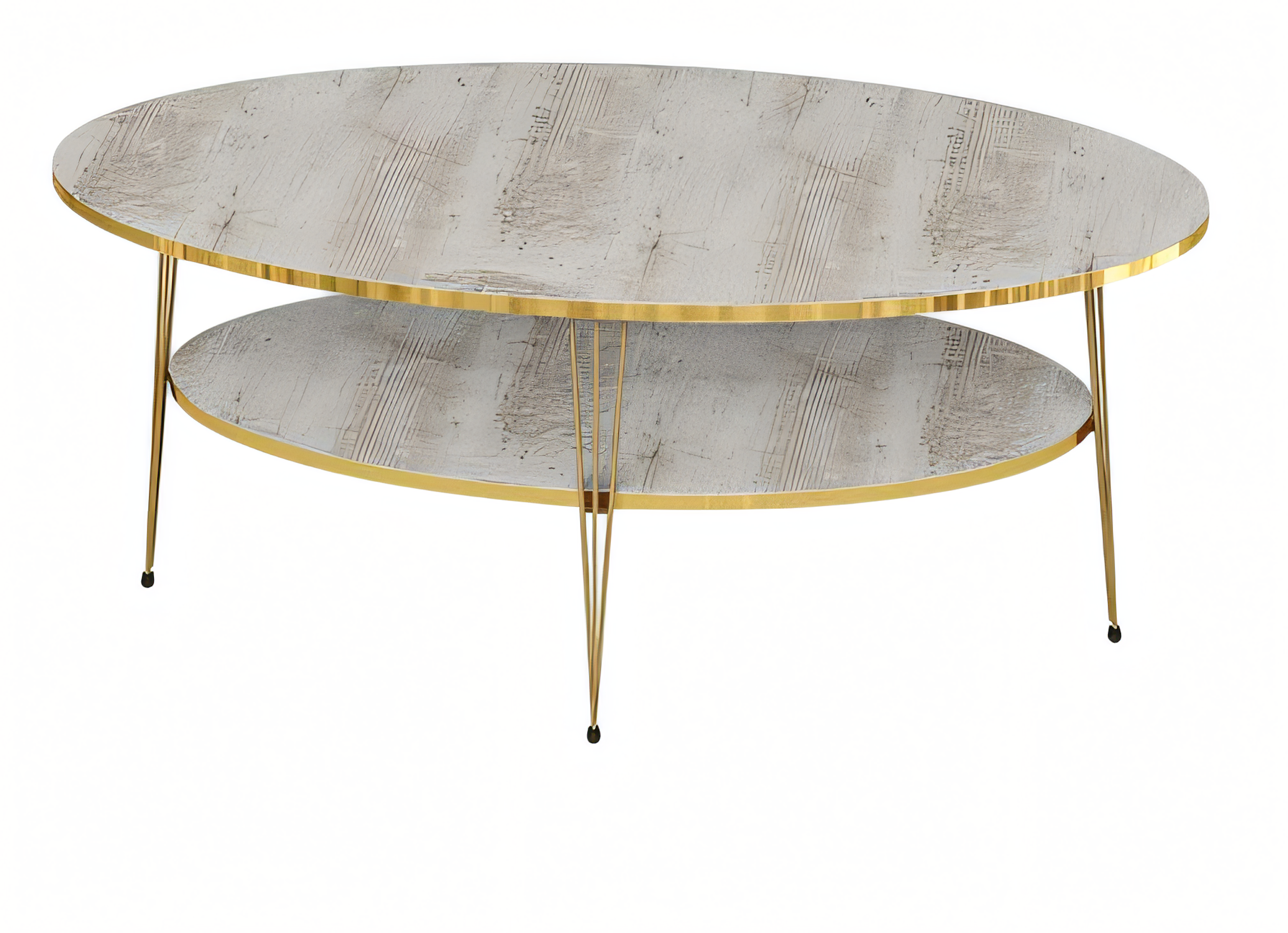 Moderner grauer Couchtisch aus Holz mit Edelstahl