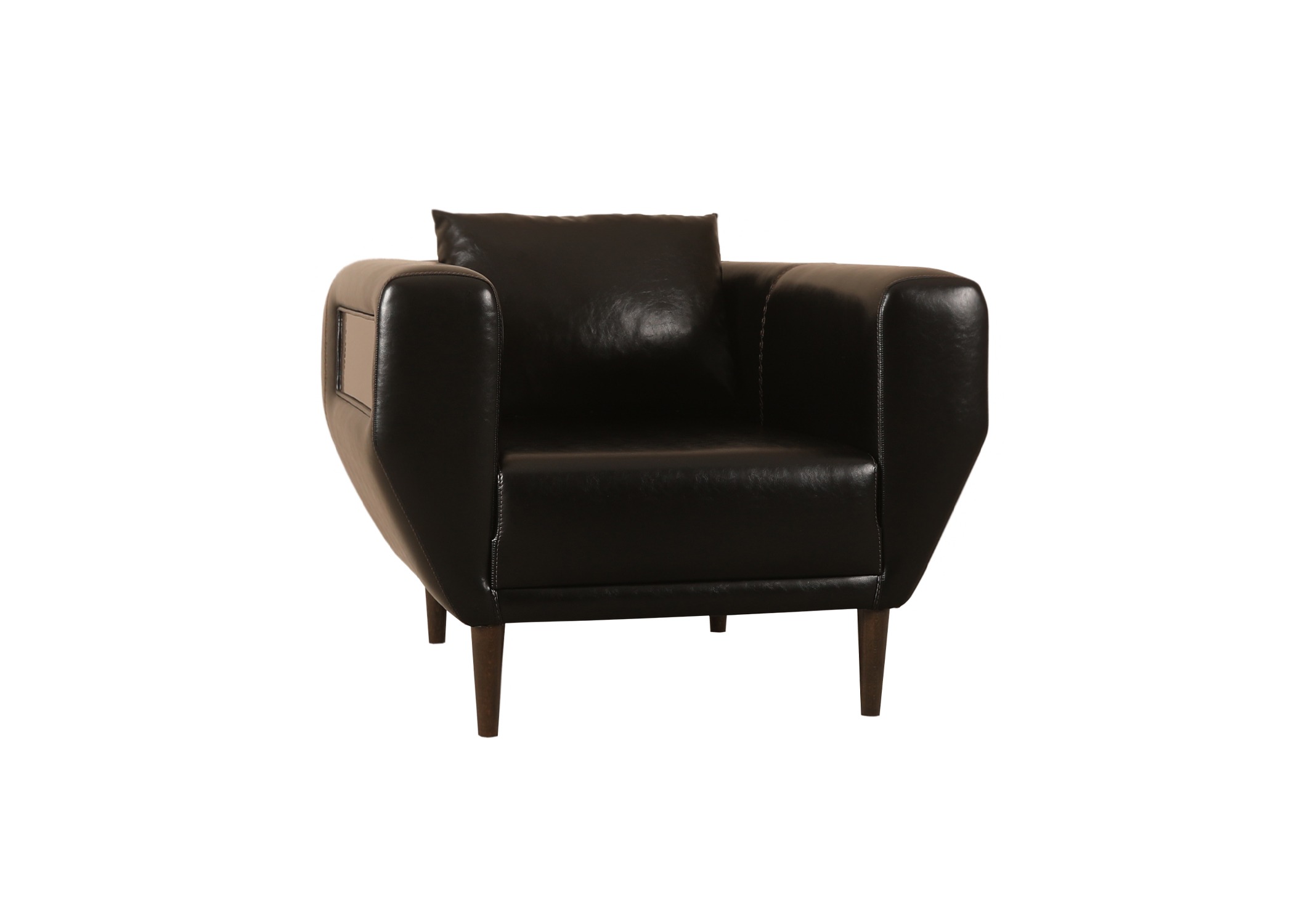 Moderner schwarzer Holz- und Kunstleder-Sessel für Arbeitszimmer