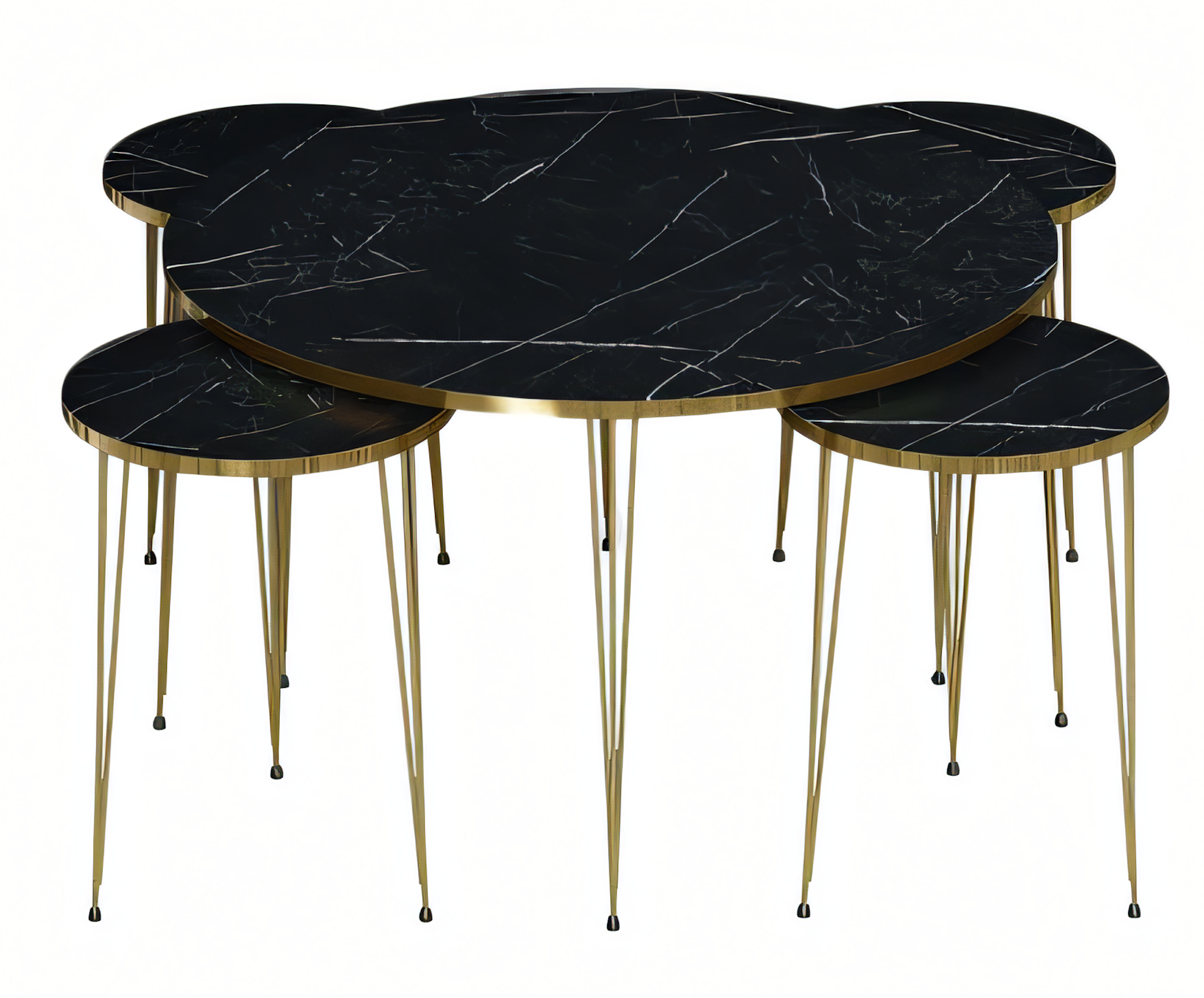 Schwarzer Holz-Couchtisch mit Beistelltischen im modernen Stil