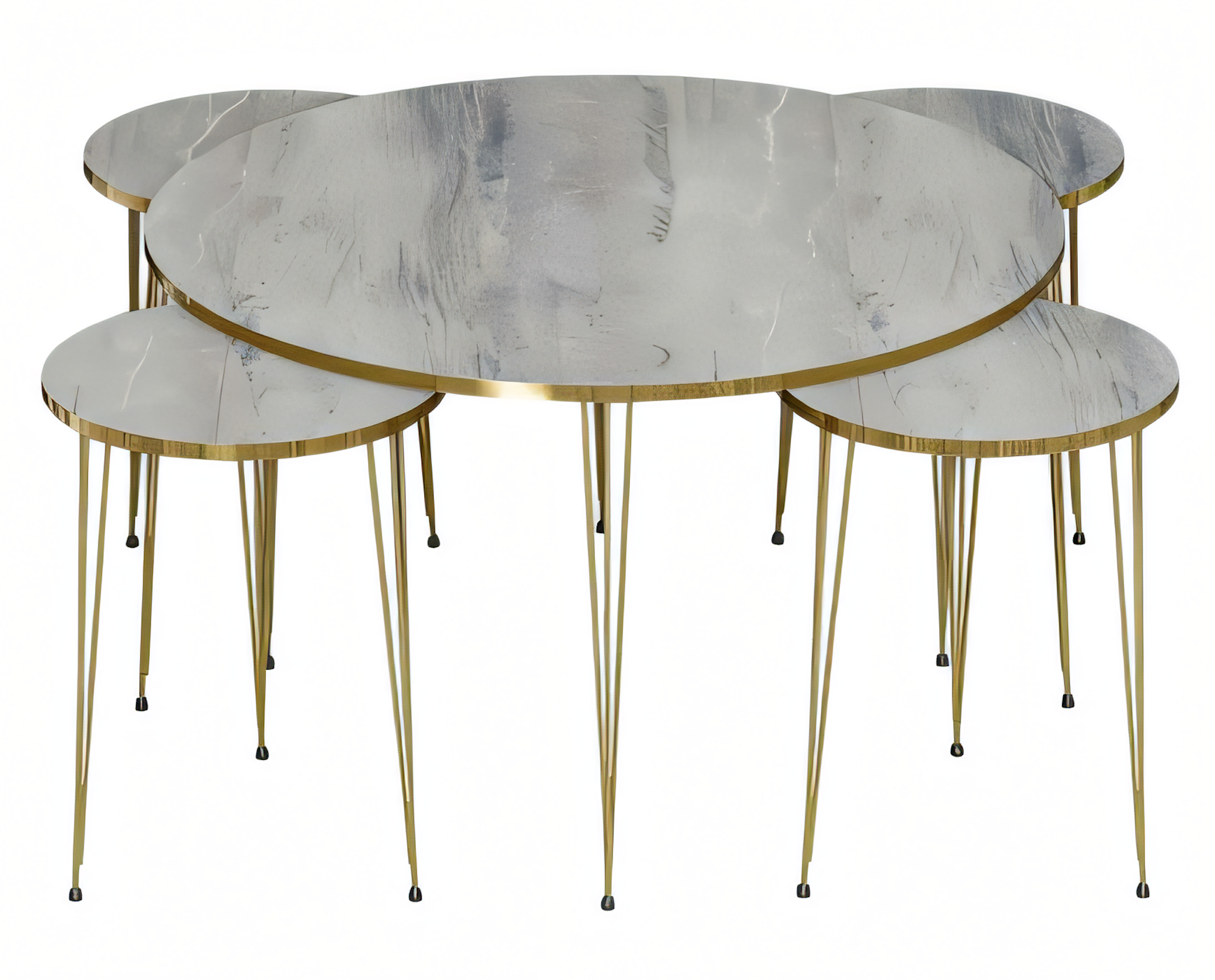 Moderner grauer Holz-Couchtisch mit Beistelltischen