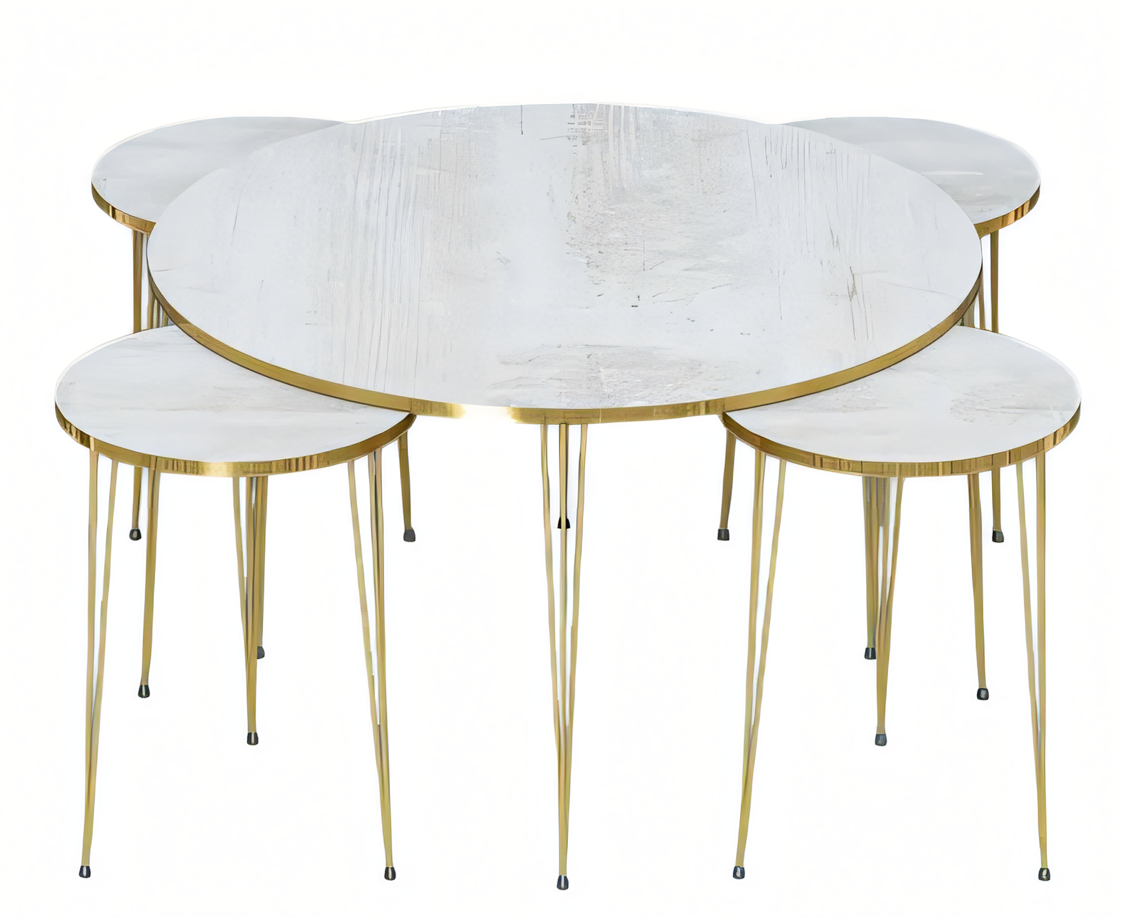 Eleganter weißer Holz-Couchtisch mit Beistelltischen im modernen Stil