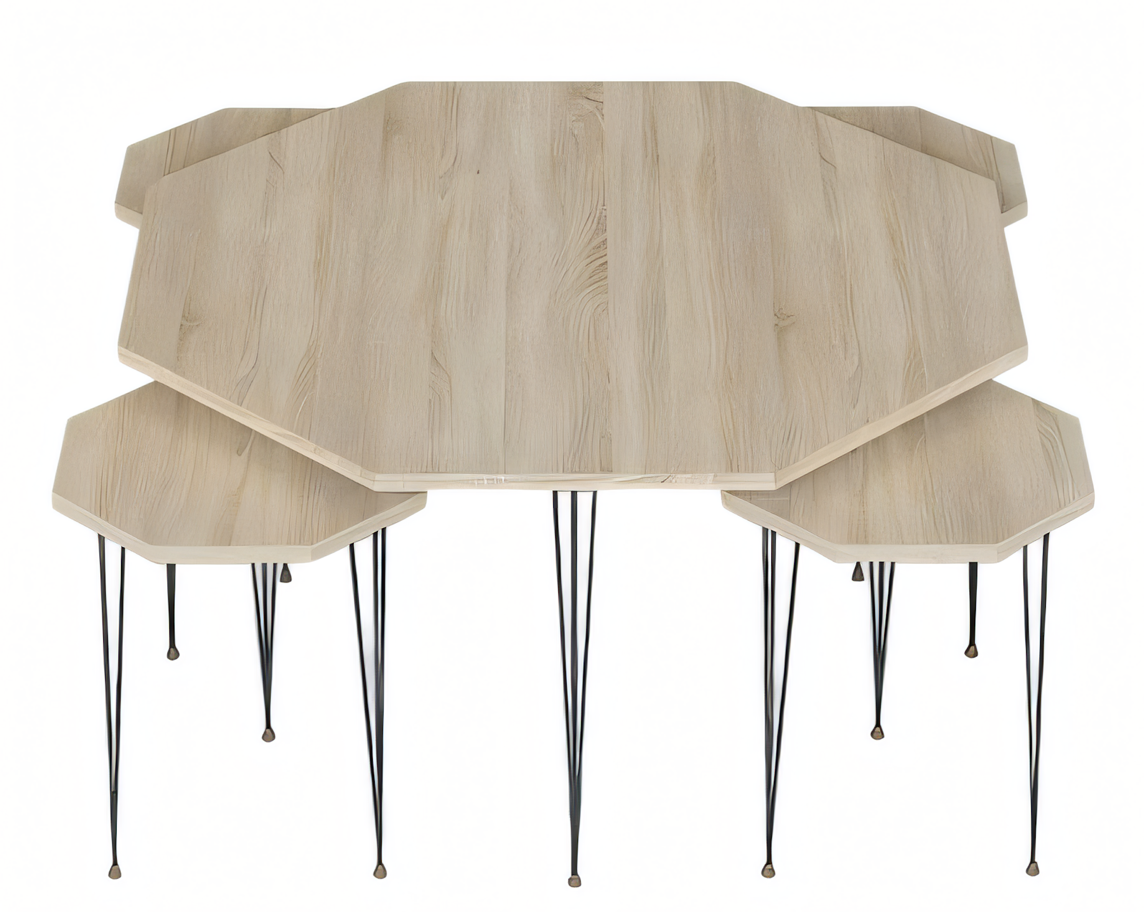 Eleganter Holz-Couchtisch mit Beistelltischen in Braun