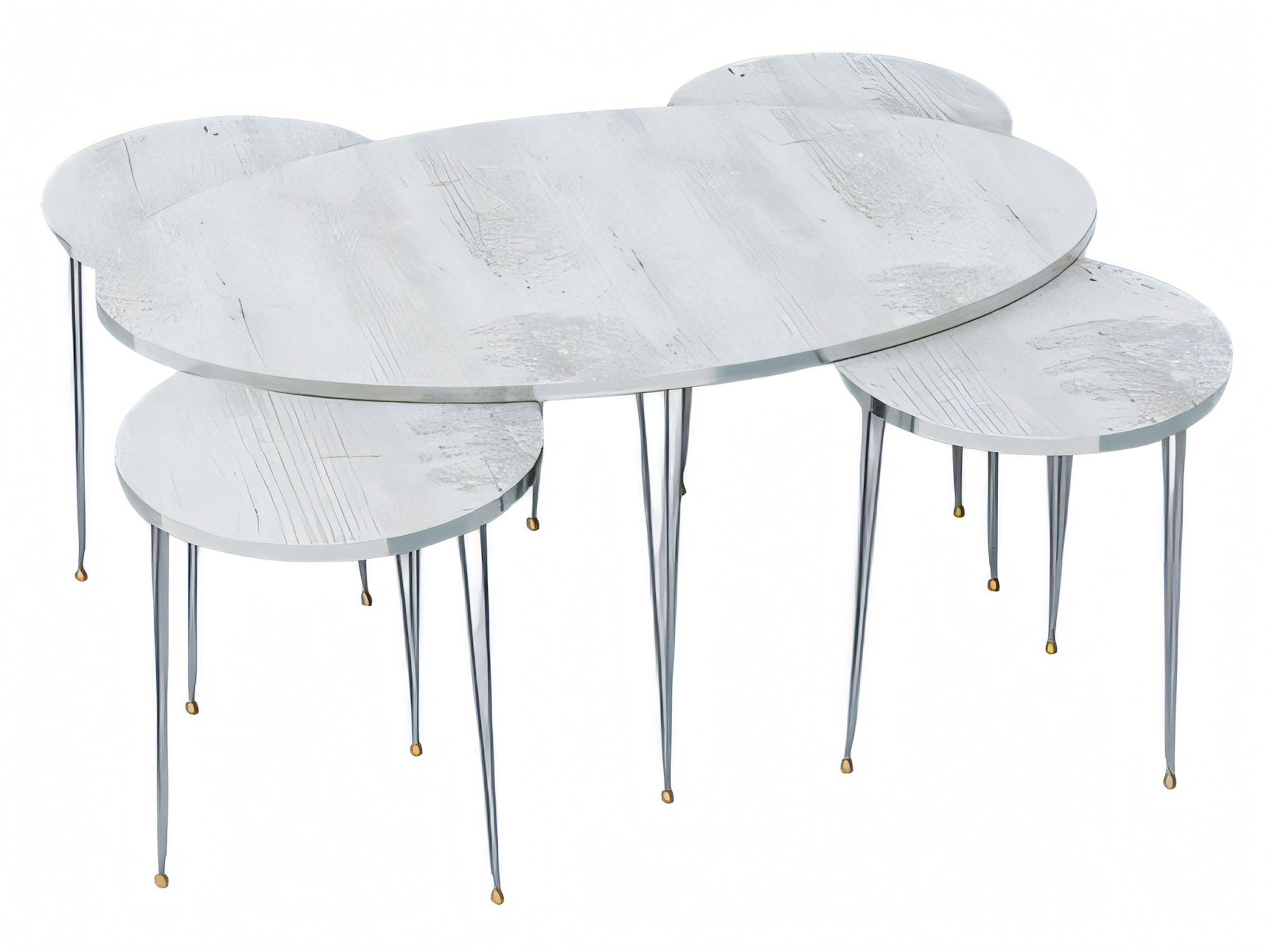 Eleganter weißer Holztisch mit Beistelltischen im modernen Design