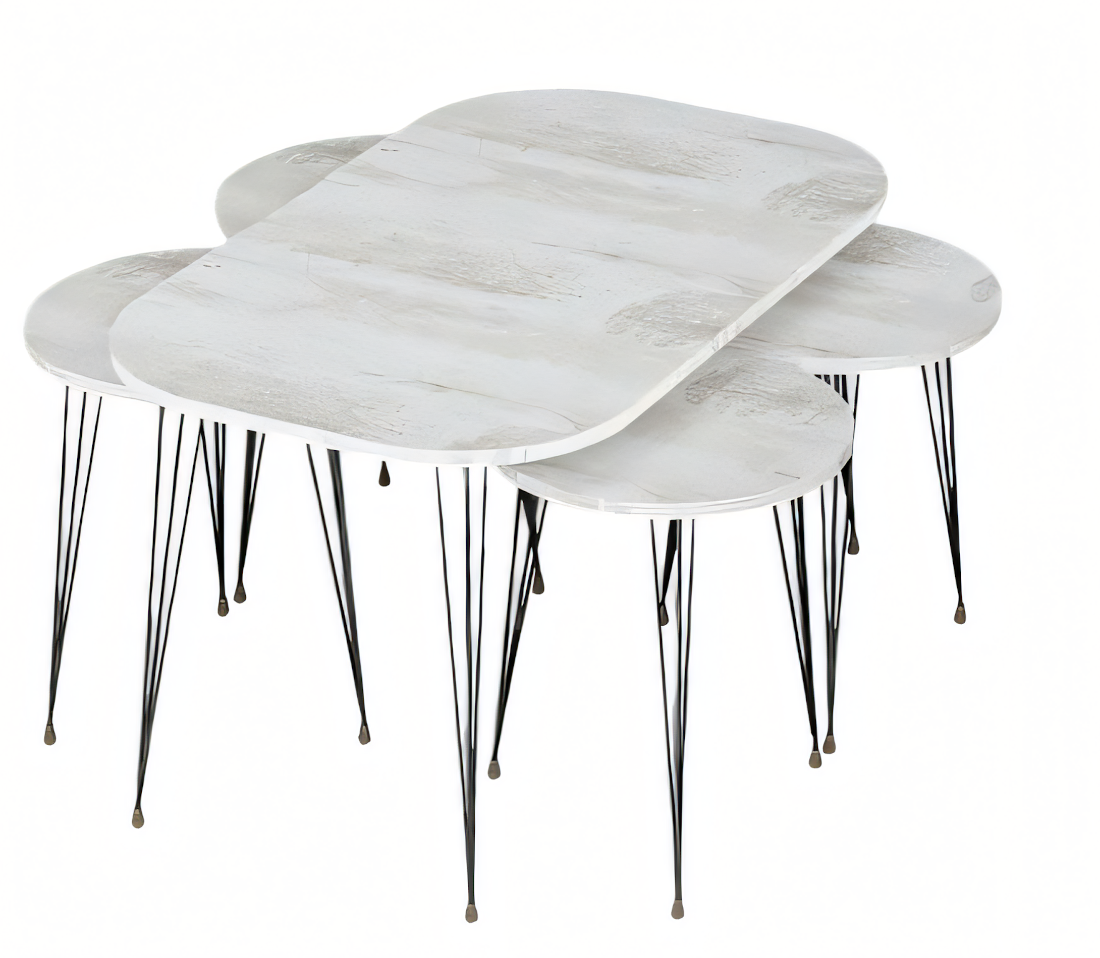 Weißer Holz-Couchtisch mit Beistelltischen im modernen Stil