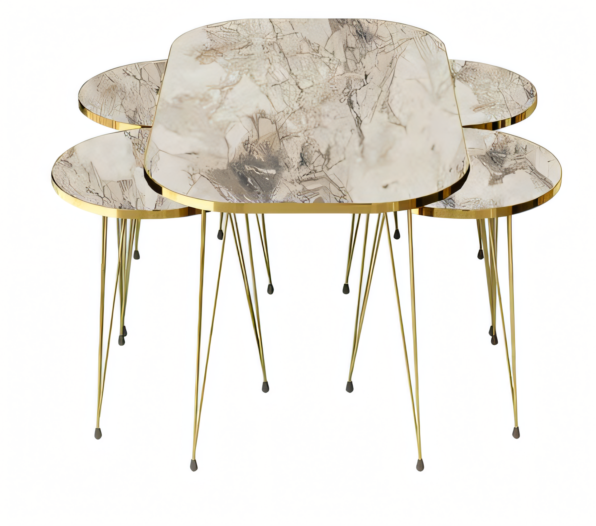 Moderner Holz-Couchtisch mit Mehrfarbigen Beistelltischen