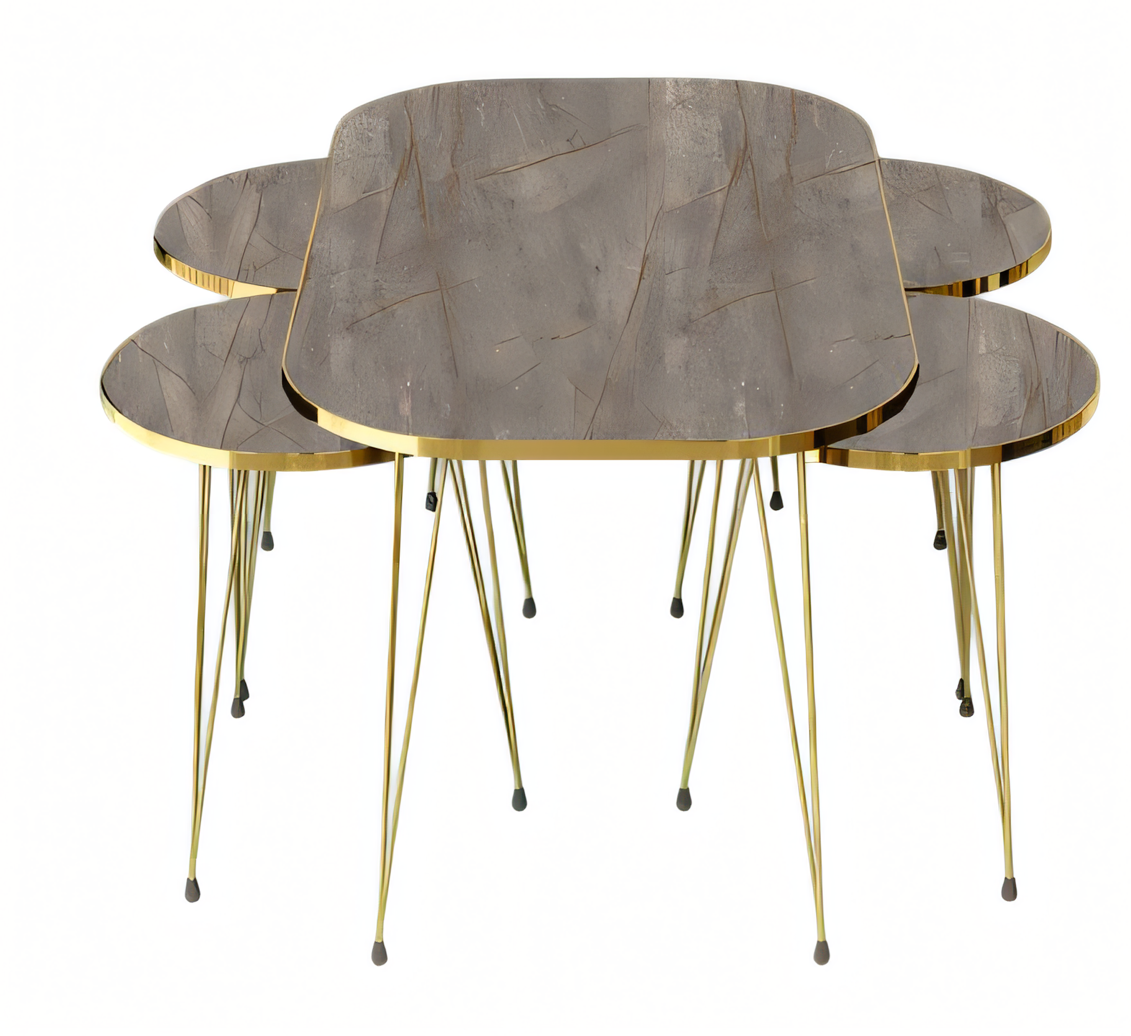 Eleganter grauer Holz-Couchtisch mit Beistelltischen im modernen Stil