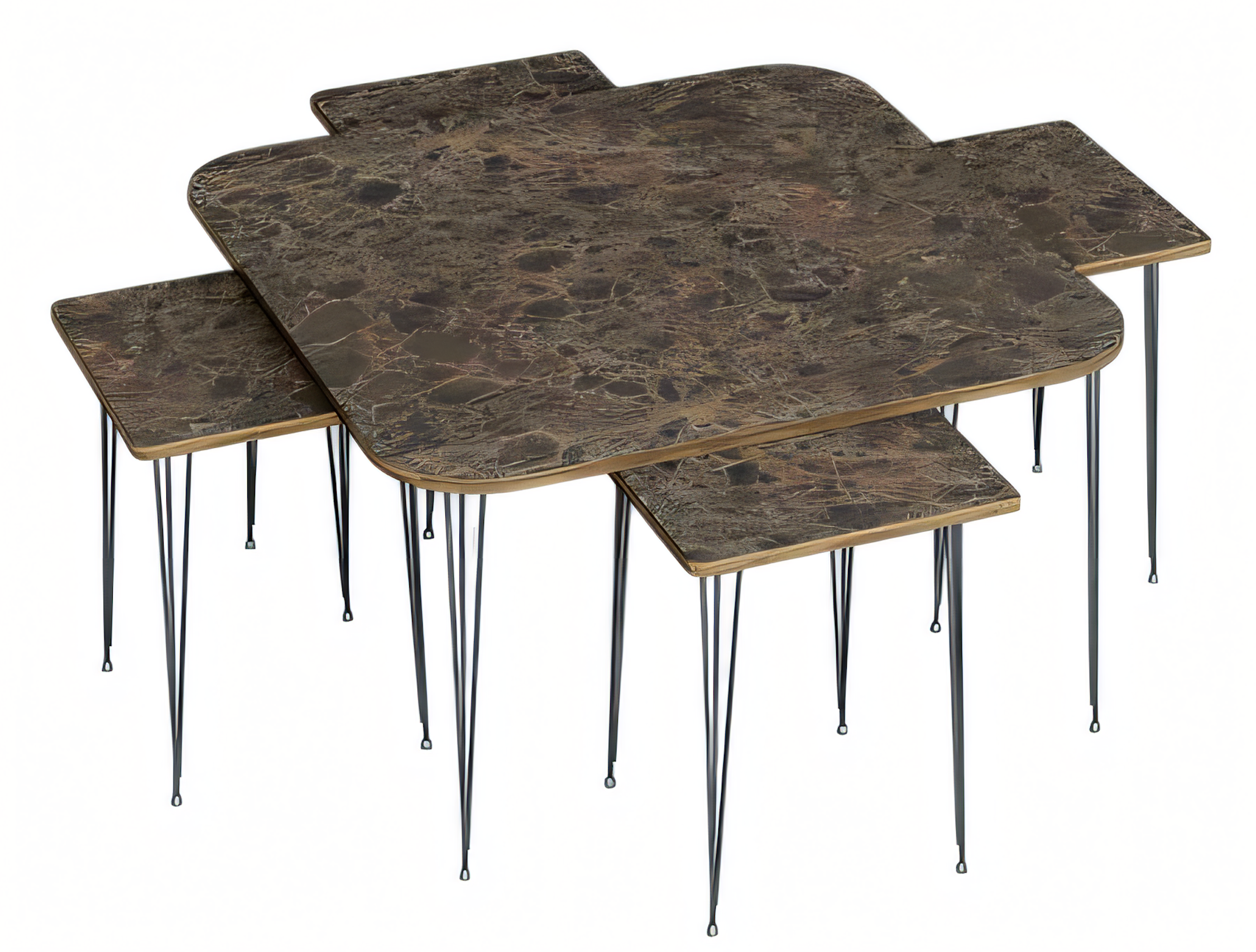 Eleganter Holz-Couchtisch mit Beistelltischen in Braun, modernes