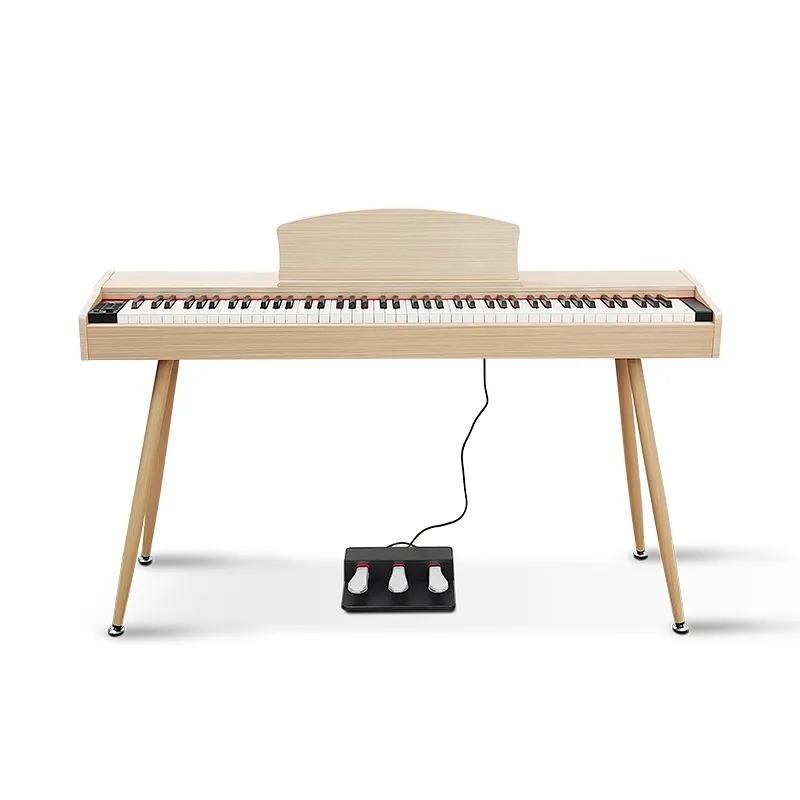 Digitales Klavier Piano Heimklavier Digital Keyboard 135cm Hellbraun