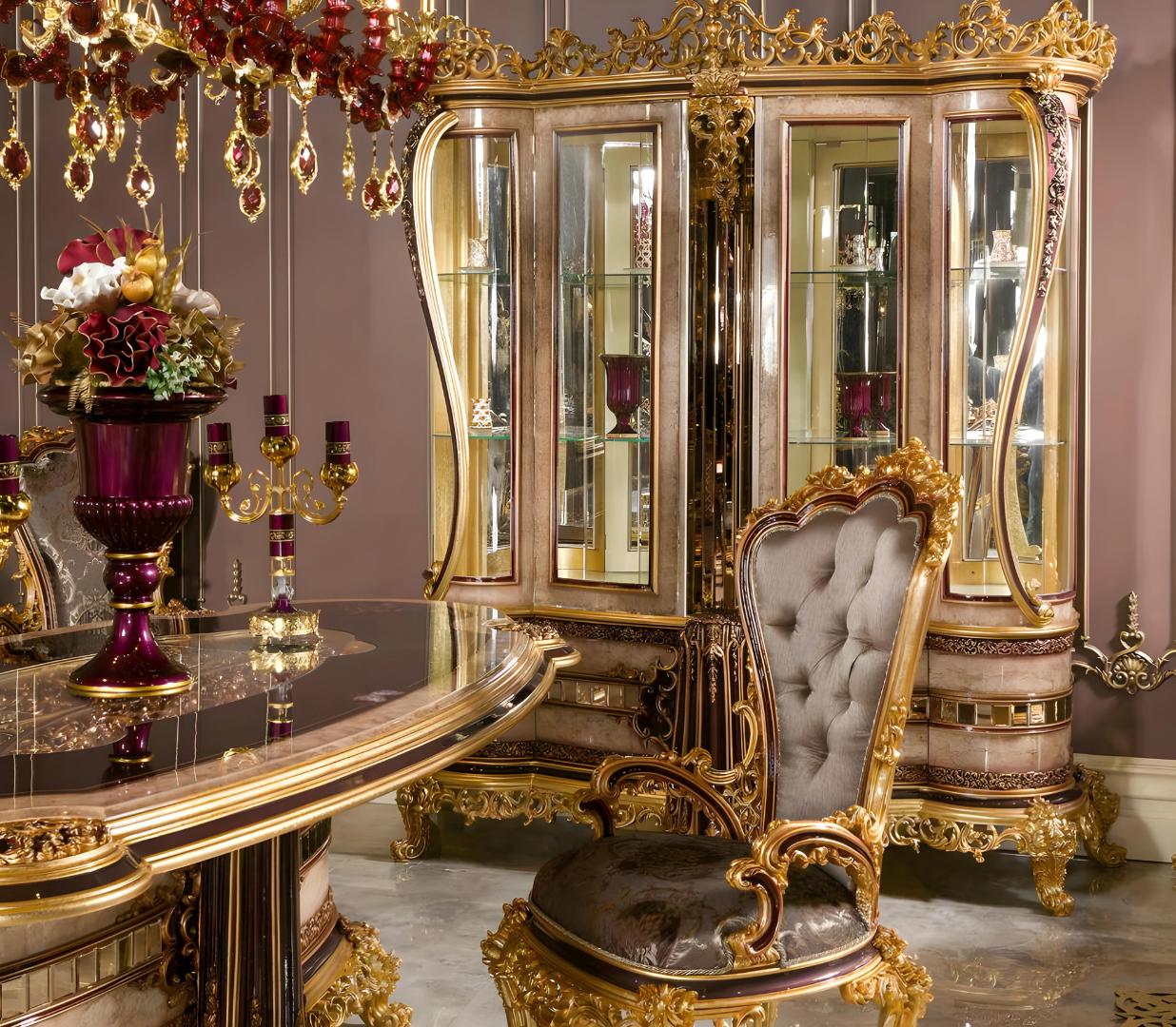 Eleganter Goldener Holzstuhl im modernen Design