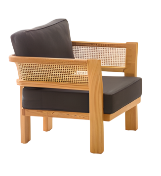 Moderner schwarzer Holzsessel für Terrasse und Balkon