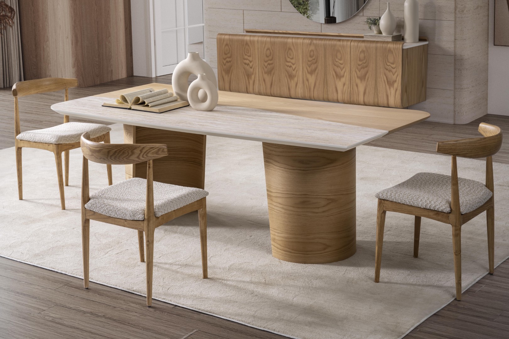 Elegantes braunes Esszimmer Set aus Holz mit modernem Design