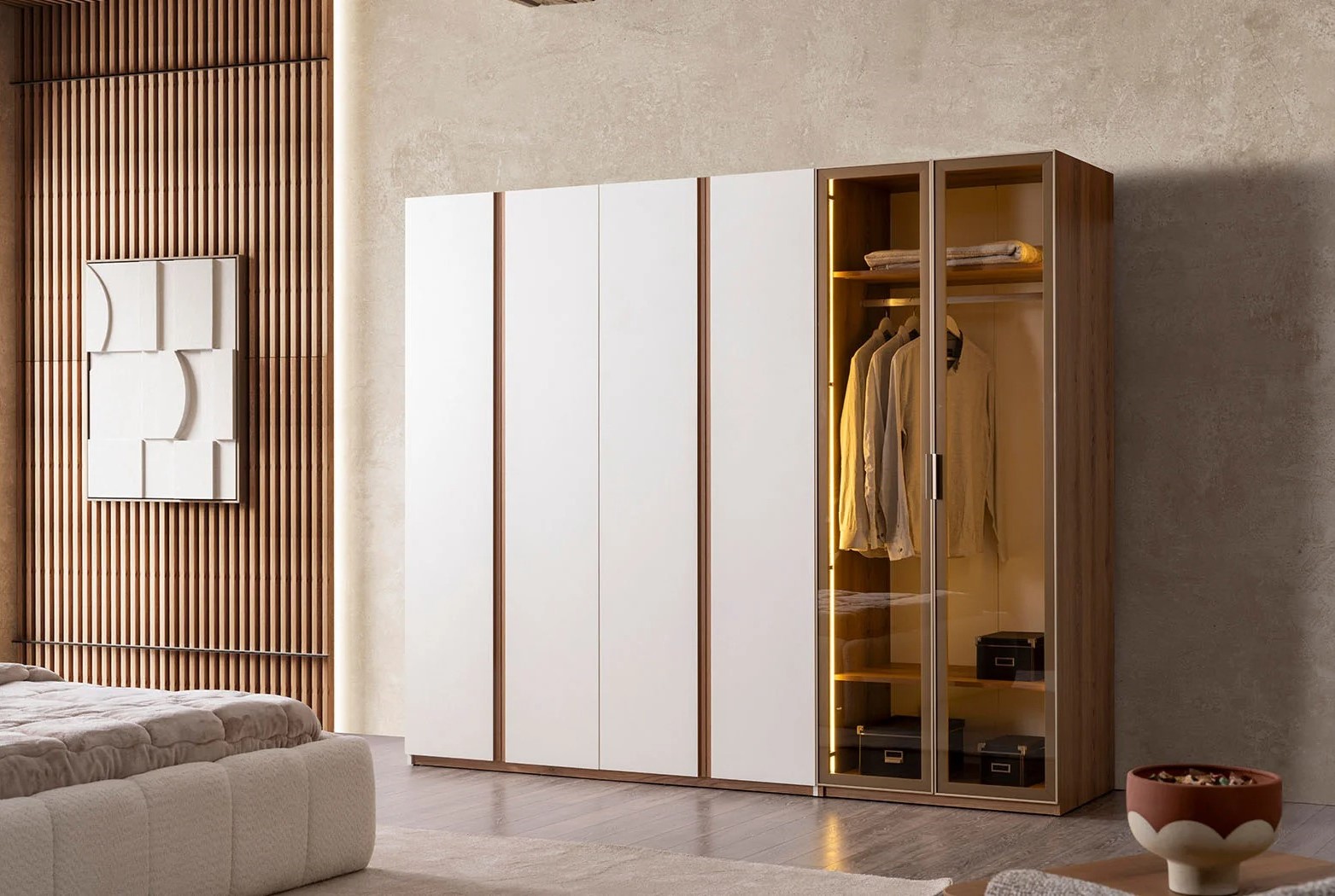 Kleiderschrank  in modernem Design  Klare Linien und Komfort