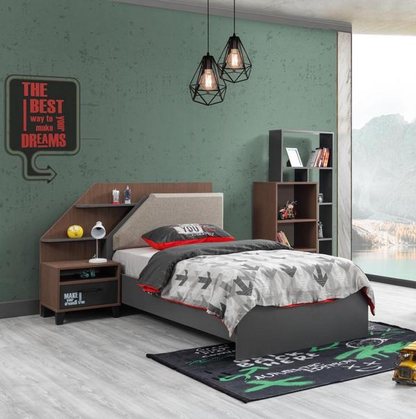 Kinderzimmer Set Kinderbett Nachttisch Top-Qualität Modern Möbel luxuriöse Grau