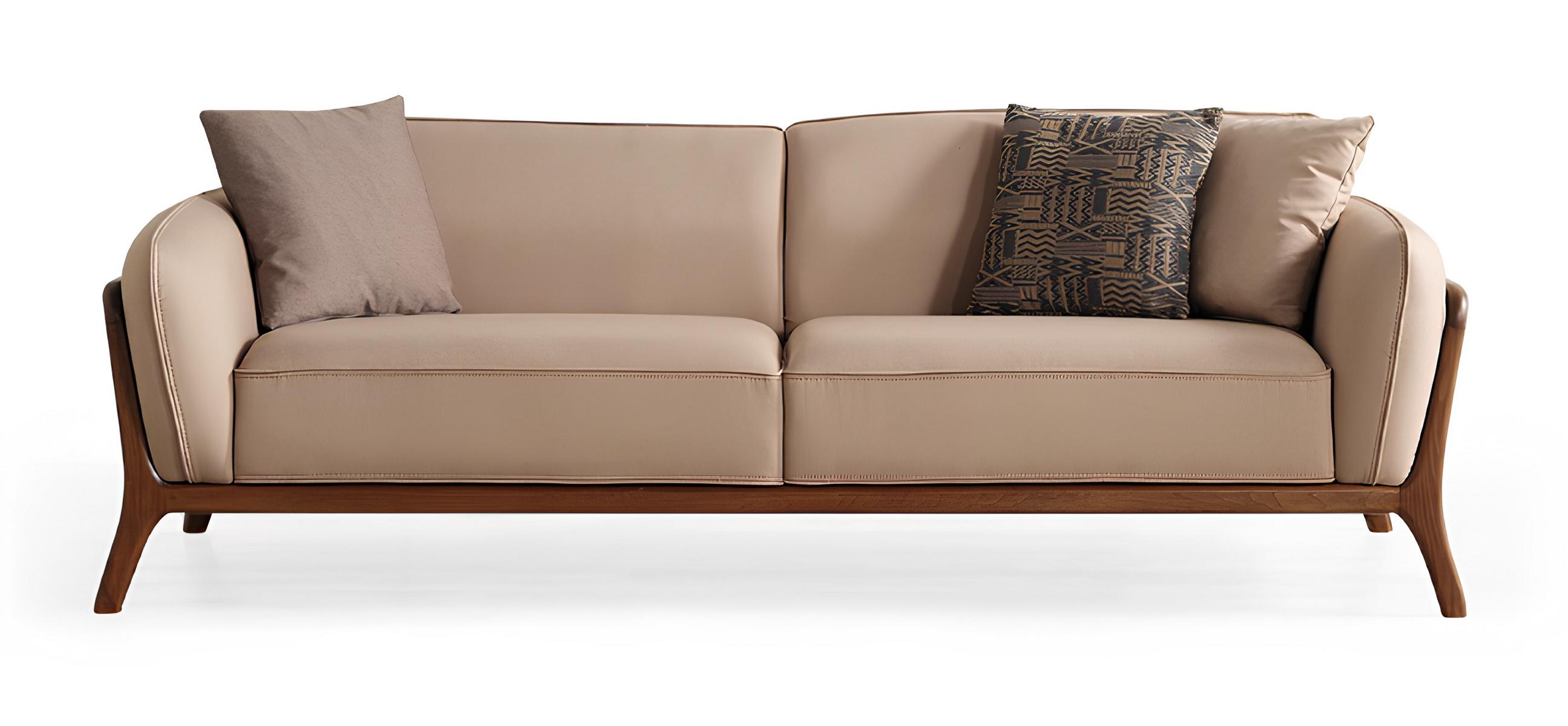 Weiches Sofa in Braun Moderner Stil Holzrahmen Einfarbiges Material