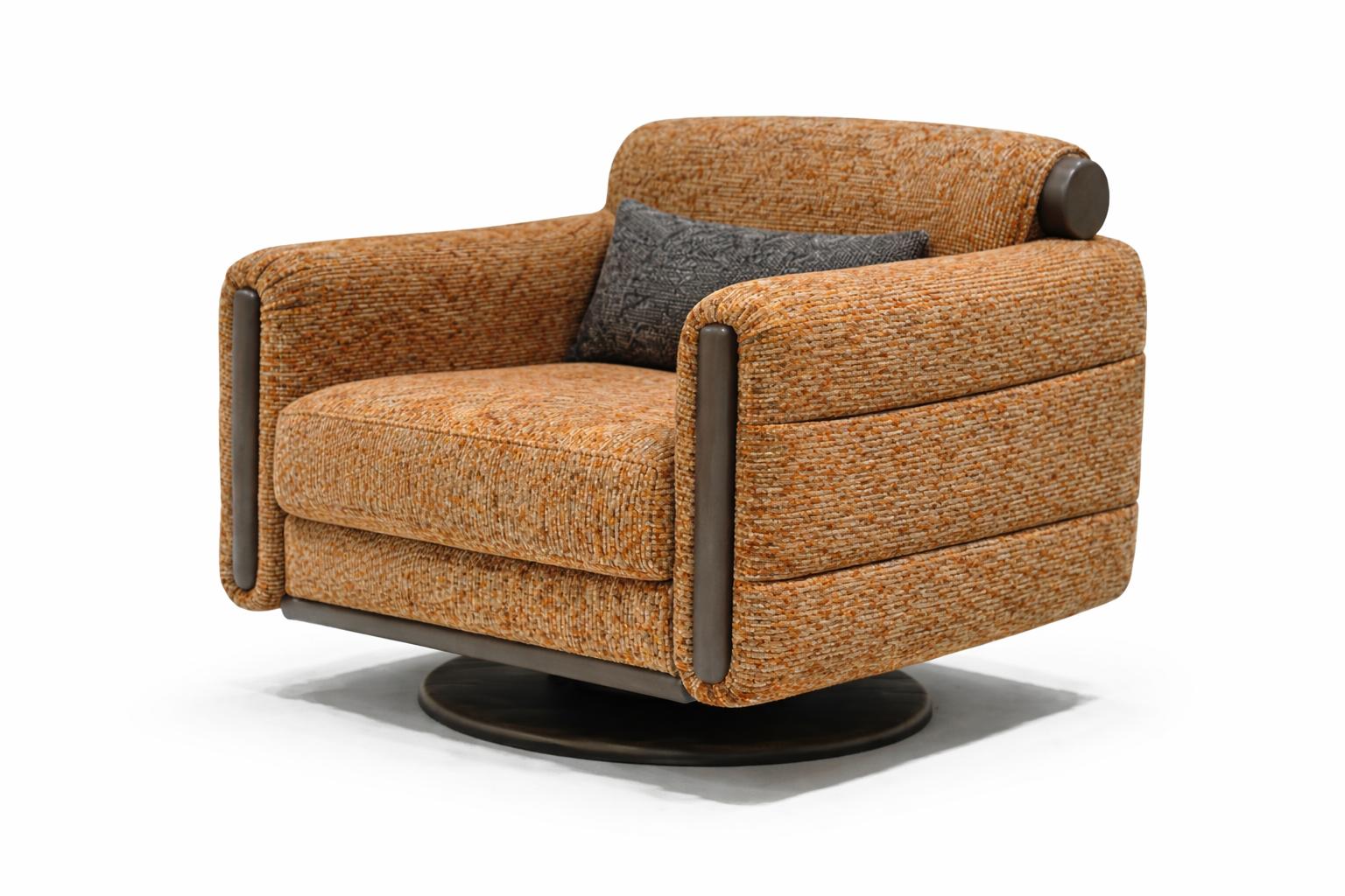 Sessel Moderner Stil Farbe Braun Drehmechanismus Quadratischer Sessel