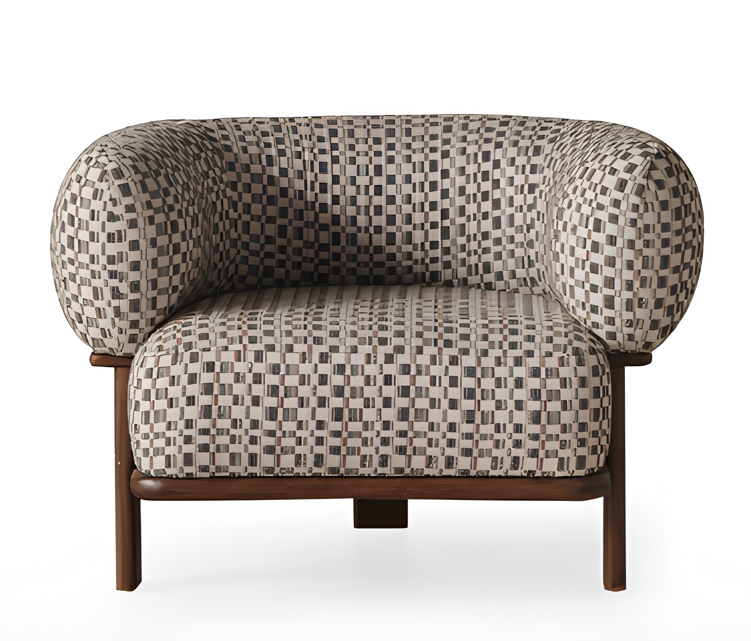 Bequemer Sessel Beige Modernes Design Geometrisches Muster Lounge-Sessel