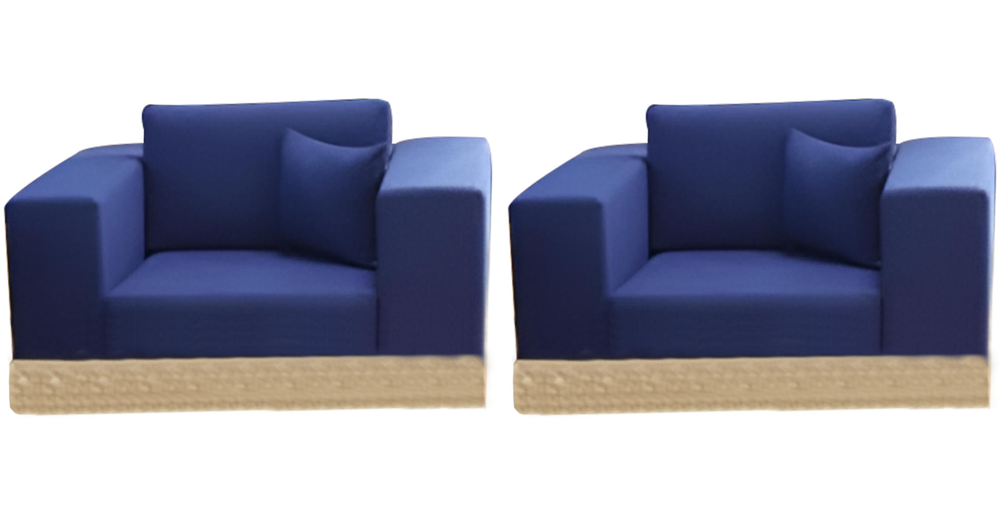 Moderne Blaue 2x Sessel Designer Loungesessel Gartensessel