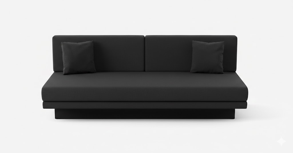 Modernes schwarzes 3-Sitzer-Sofa Minimalistischer Stil Glatte Ecken