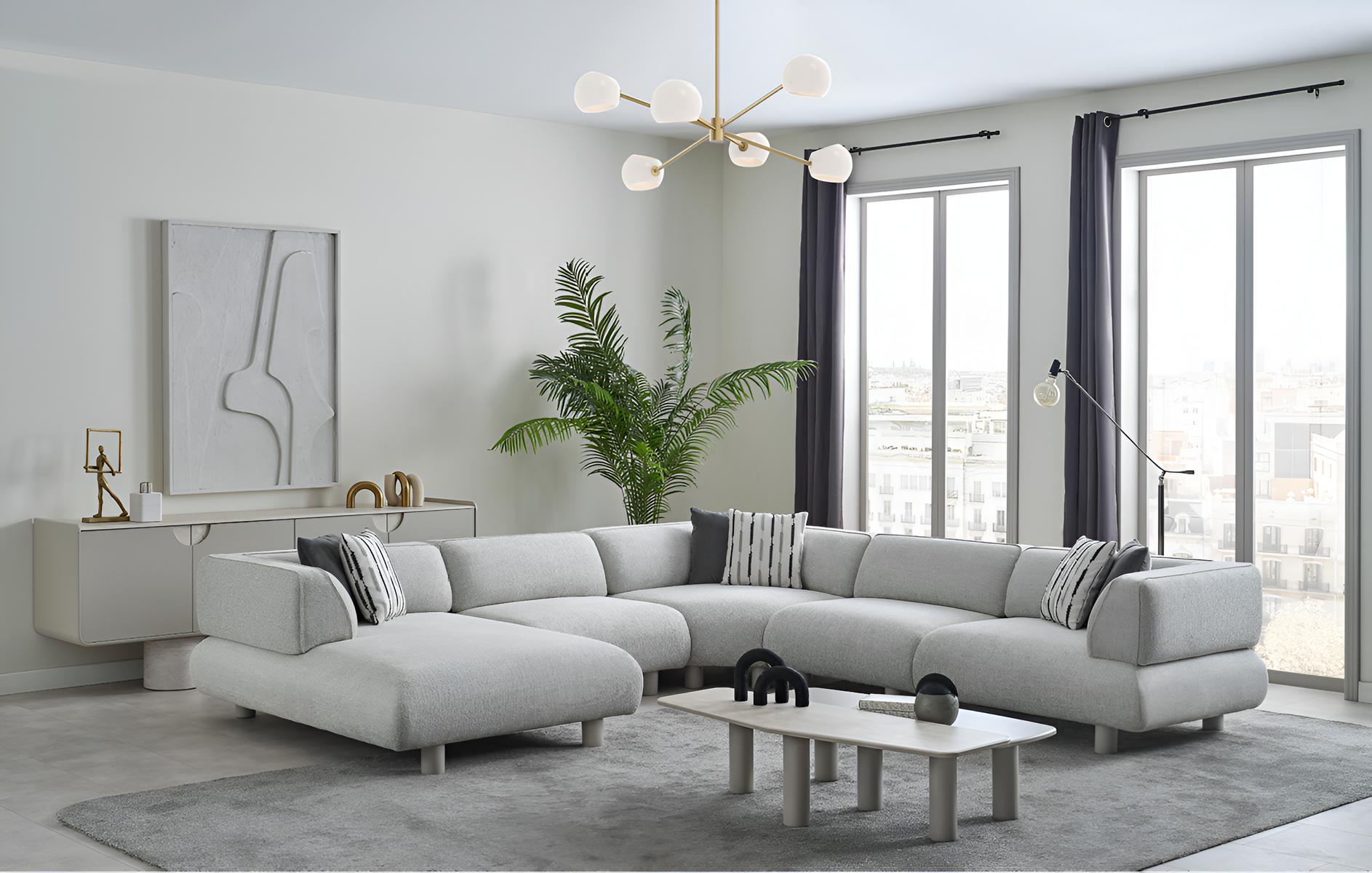 Robustes Graues Ecksofa Luxuriöse Polstercouch Wohnzimmer Möbel