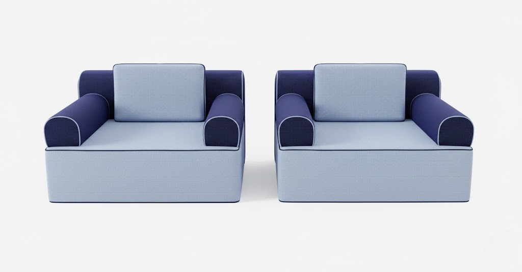 Modernes Sofa-Set Aluminiumrahmen Minimalistischer Stil Blaue Farbe