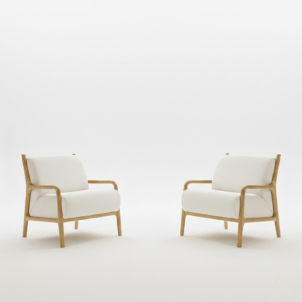 Sessel-Set Modern Style Farbe Weiß Holzbeine Holzrahmen Weicher Sessel