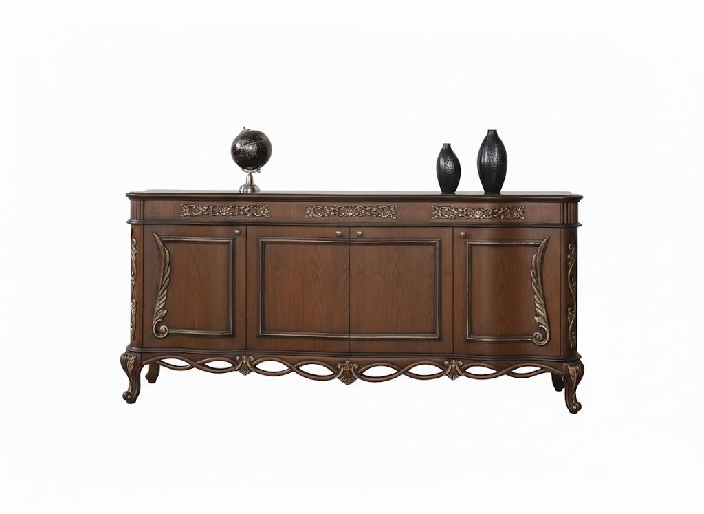 Exklusives Braunes Barock Sideboard Edle Anrichte Holzkommode