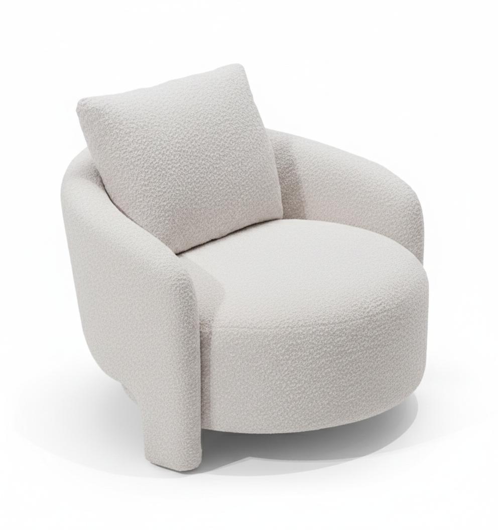 Sessel Weiß Modernes Design Geräumig Lounge-Sessel Einfarbiges Muster